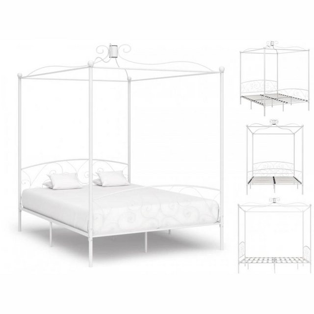 Himmelbett-gestell Weiß Metall 160 X 200 Cm günstig online kaufen