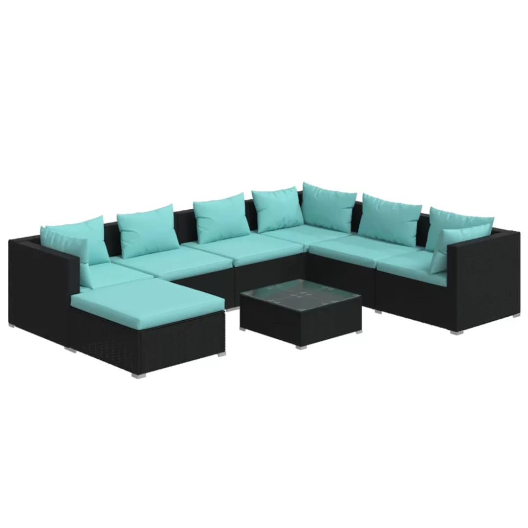 Vidaxl 8-tlg. Garten-lounge-set Mit Kissen Poly Rattan Schwarz günstig online kaufen