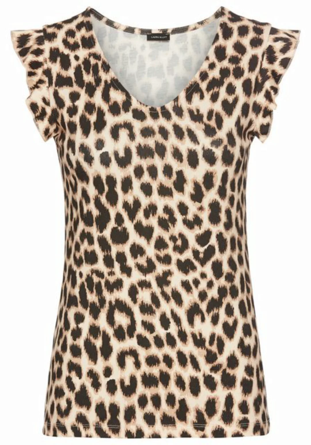 Laura Scott V-Shirt mit Leoparden-Alloverdruck & dezentem Ärmelansatz - NEU günstig online kaufen