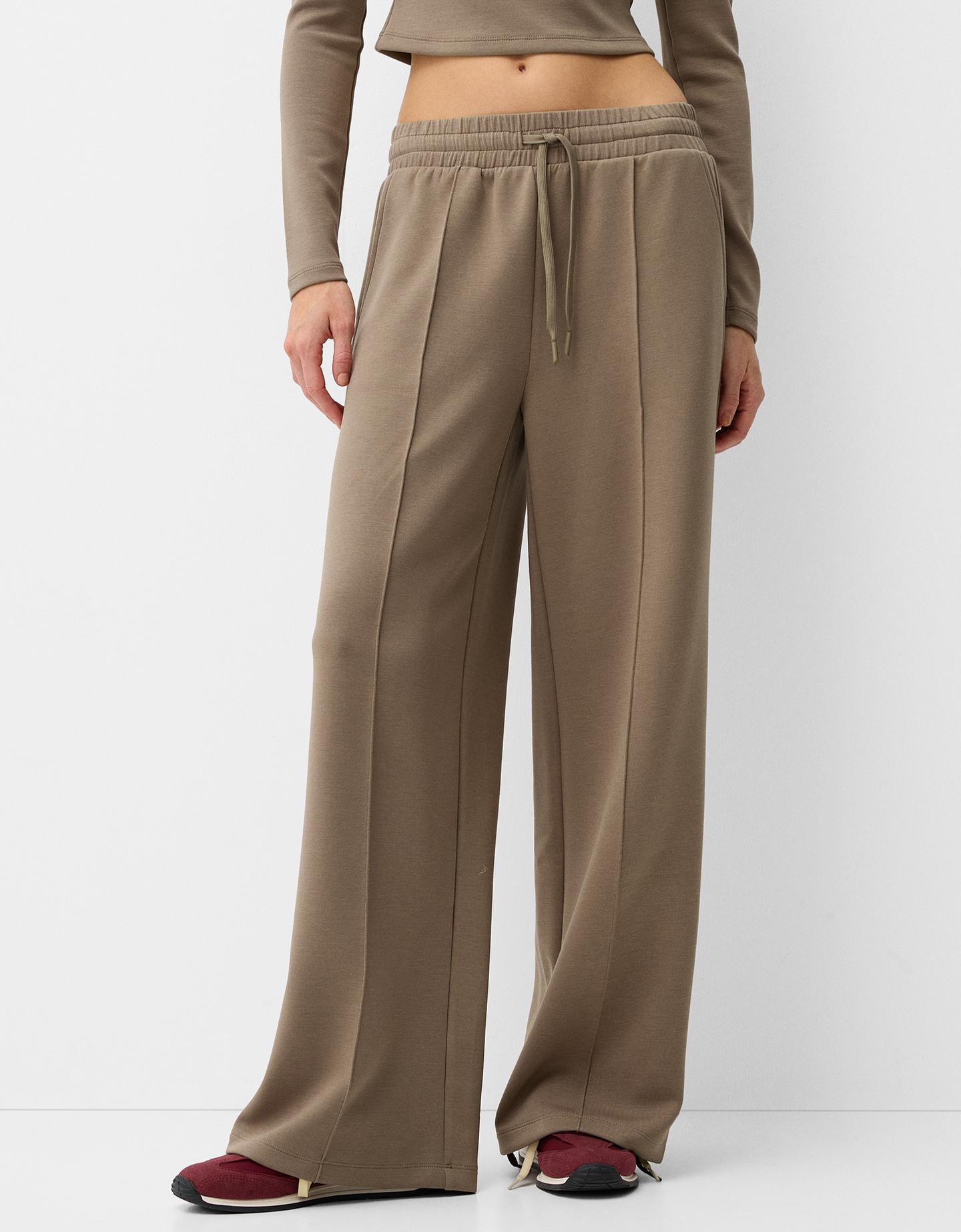 Bershka Soft-Wide-Leg-Hose Damen L Nerzfarbe günstig online kaufen