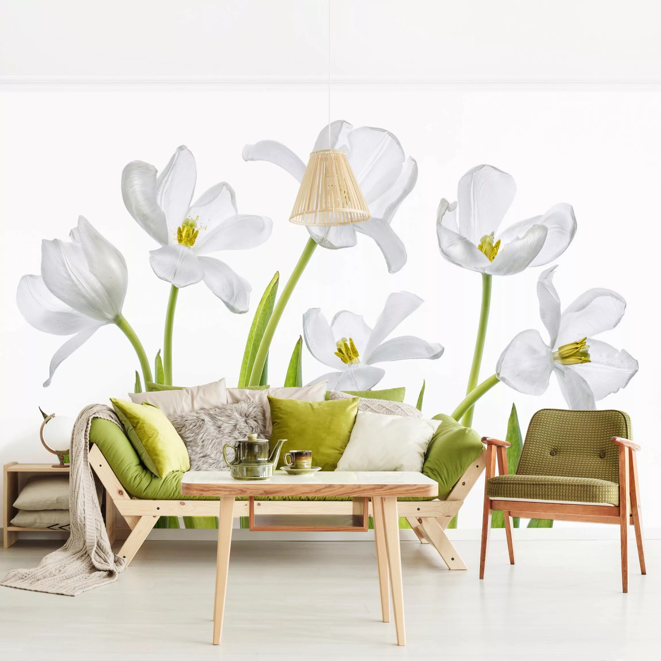 Fototapete Fünf Weiße Tulpen günstig online kaufen