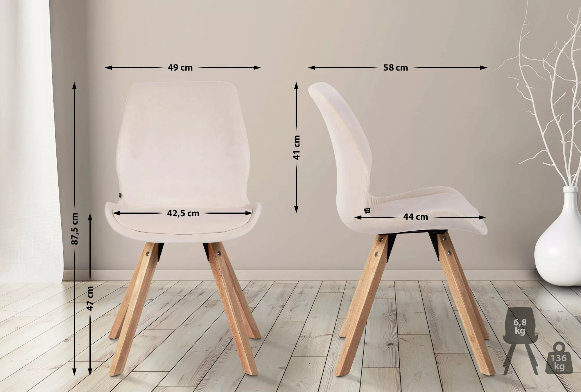 2er Set Stuhl Luna Kunstleder Schwarz günstig online kaufen
