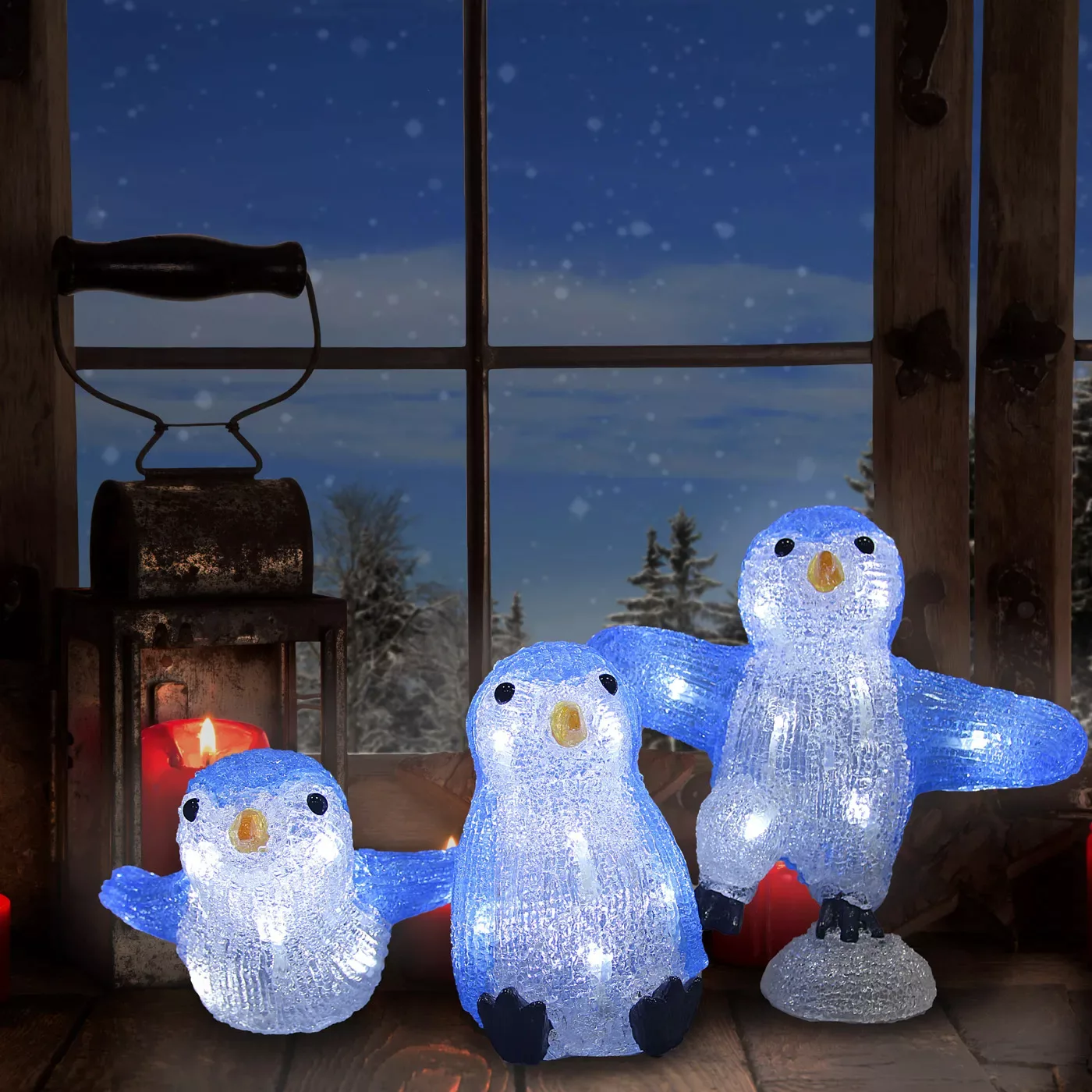 LED Acryl Figuren Weihnachten Pinguin-Familie günstig online kaufen