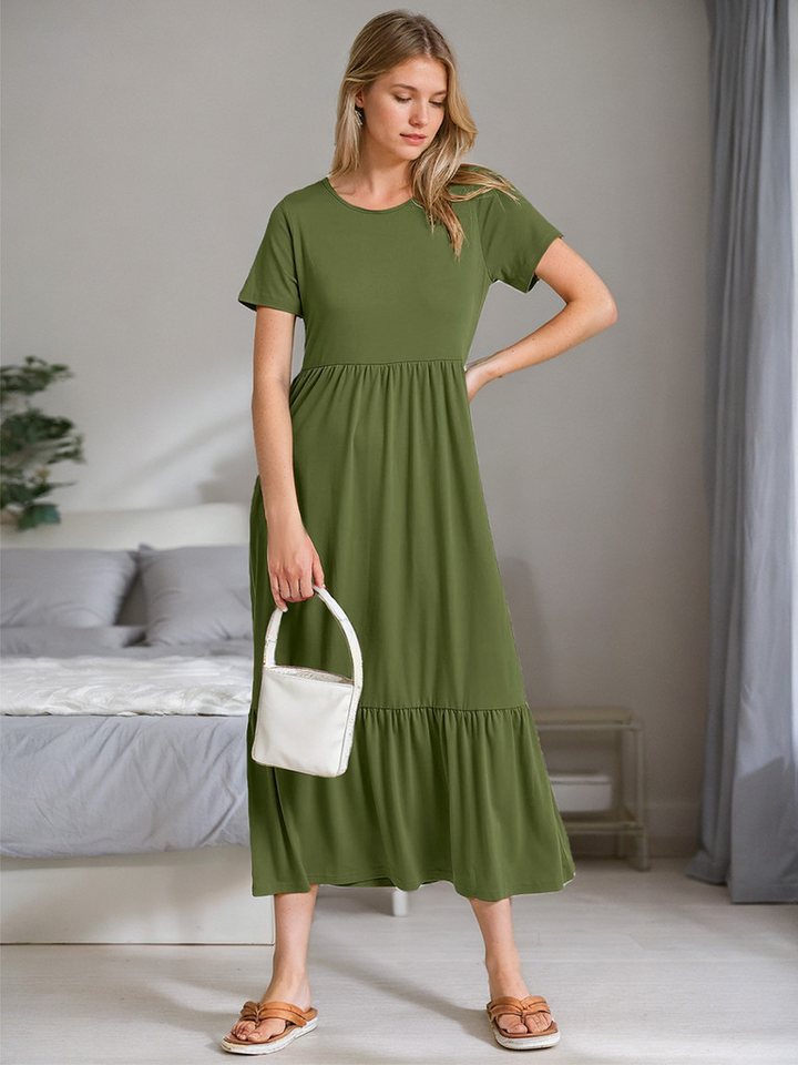 LUCKZON Sommerkleid Sommerkleider für Damen, lässig, kurzärmelig, lange Kle günstig online kaufen