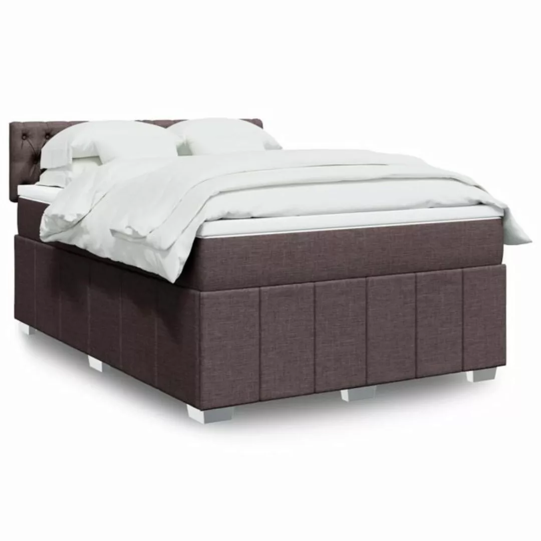 vidaXL Boxspringbett, Boxspringbett mit Matratze Dunkelbraun 160x200 cm Sto günstig online kaufen