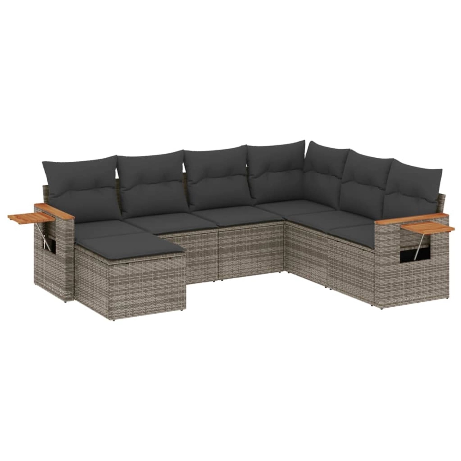 vidaXL 7-Tlg Garten-Sofagarnitur mit Kissen Grau Poly Rattan 3227047 günstig online kaufen