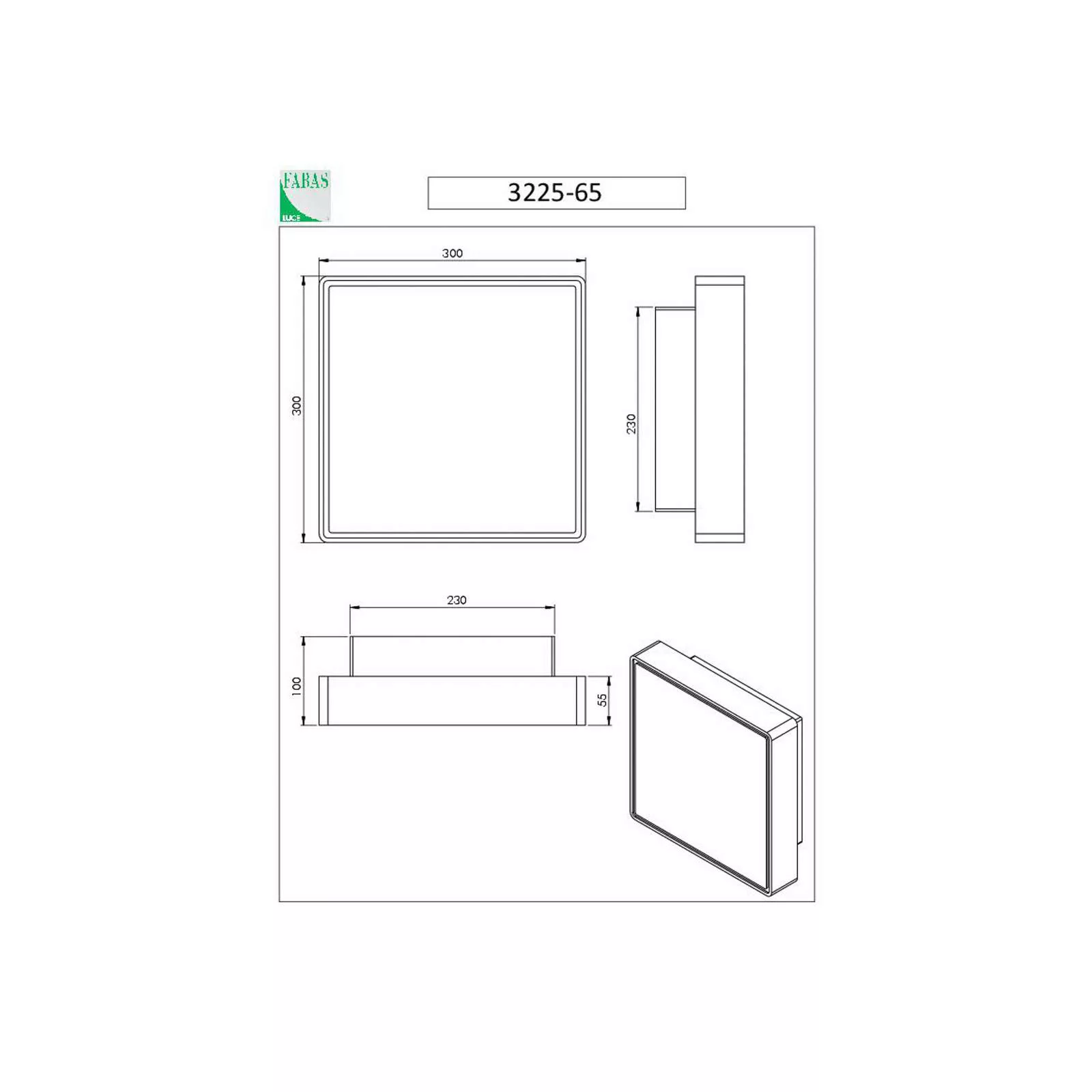 Wandleuchte Oban, 30 cm x 30 cm, Sensor, 2 x E27, weiß, IP65 günstig online kaufen