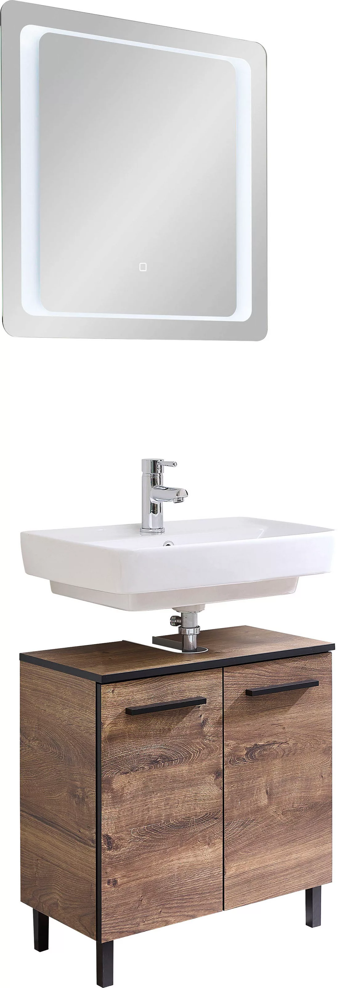 Saphir Badmöbel-Set »Quickset 374 Waschbeckenunterschrank mit LED-Spiegel«, günstig online kaufen