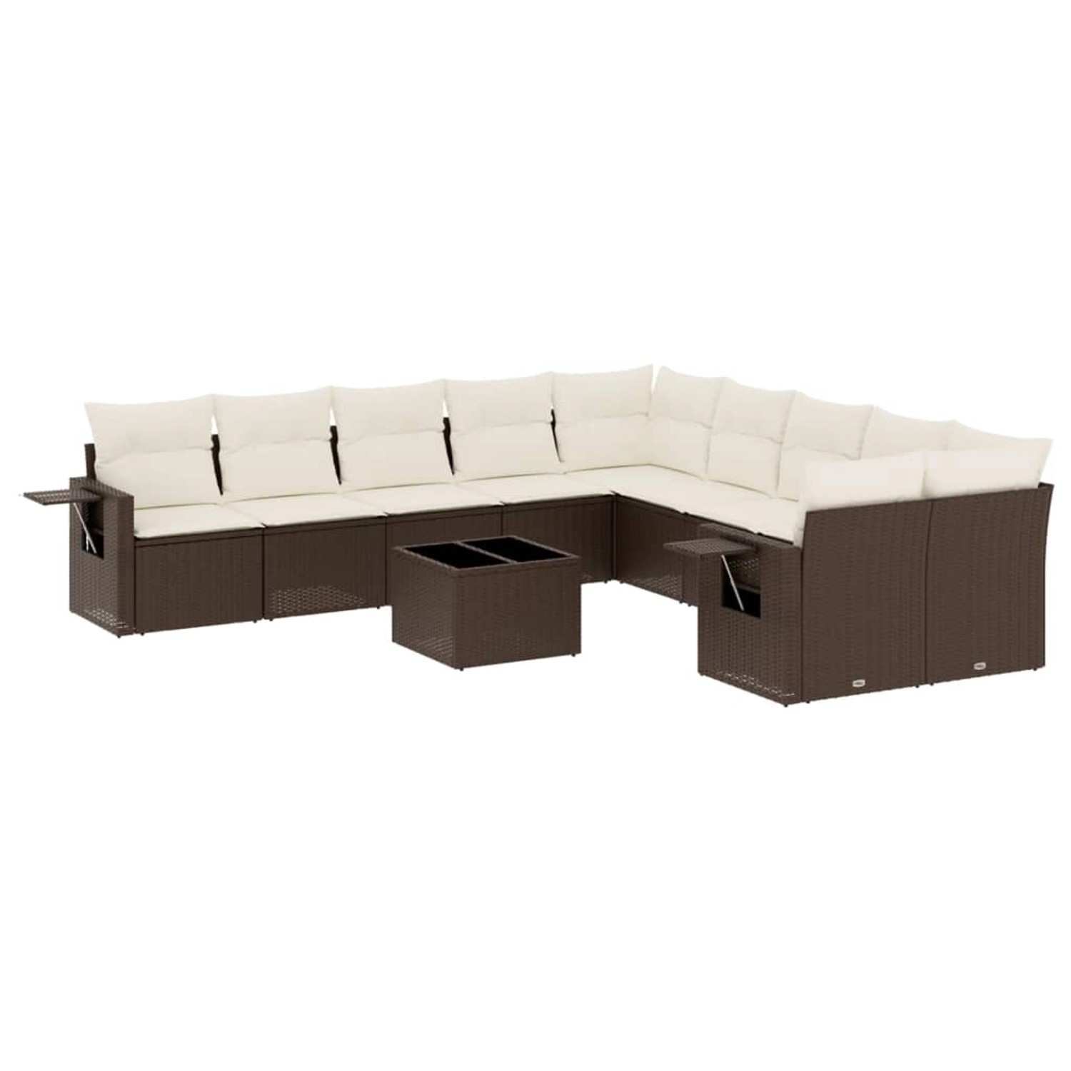 vidaXL 11-Tlg Garten-Sofagarnitur mit Kissen Braun Poly Rattan 3253060 günstig online kaufen