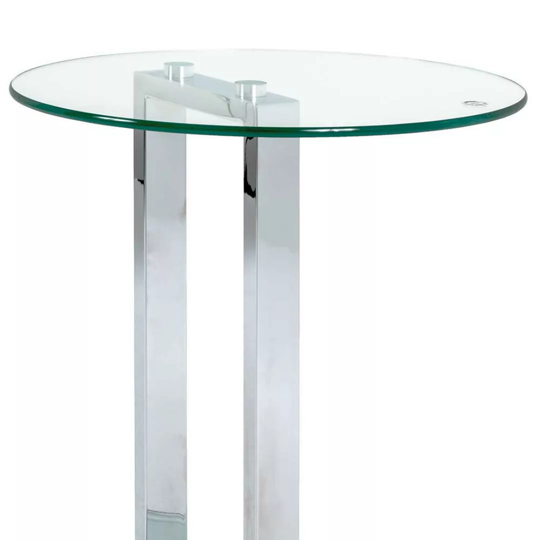 Glas Beistelltisch aus Stahl runder Platte günstig online kaufen