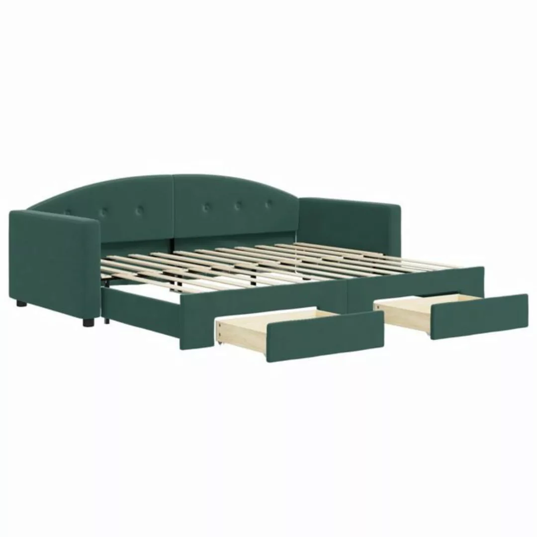 vidaXL Bett Tagesbett Ausziehbar mit Schubladen Dunkelgrün 90x200 cm Samt günstig online kaufen