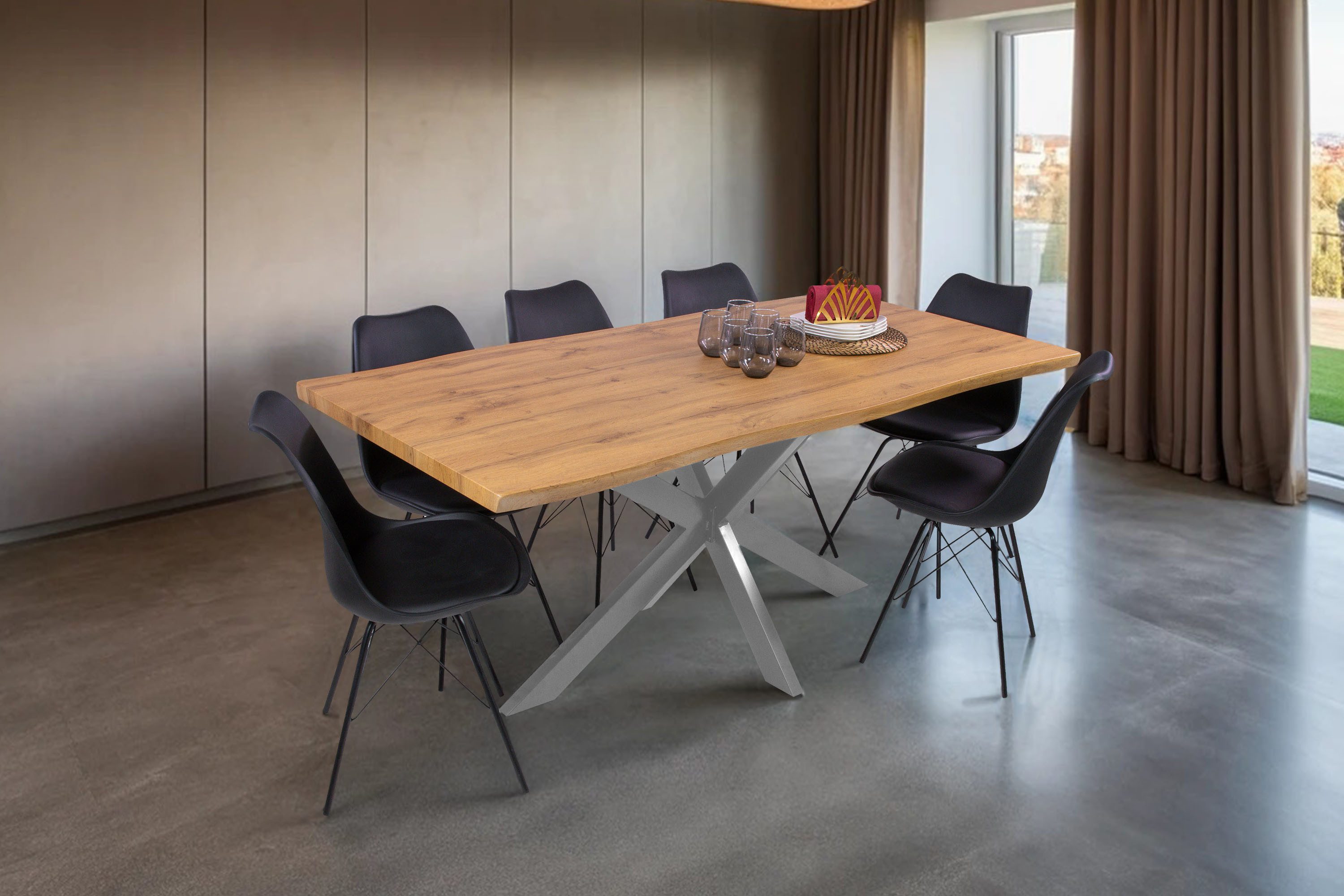 Loreno® Esstisch Josy, verschiedene Holz-Optik, Baumkante, günstig online kaufen