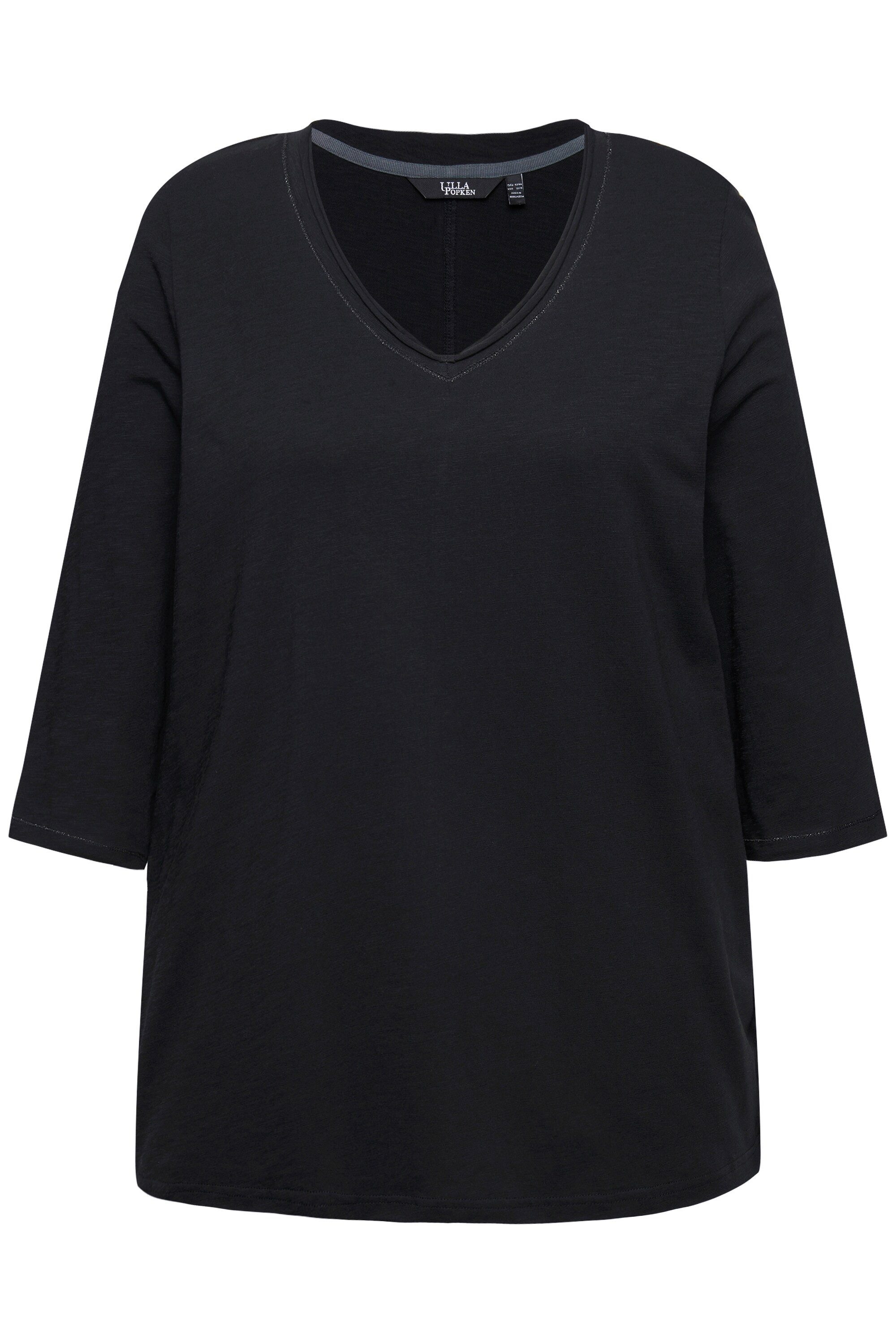 Ulla Popken T-Shirt Shirt Metallic-Nähte V-Ausschnitt günstig online kaufen