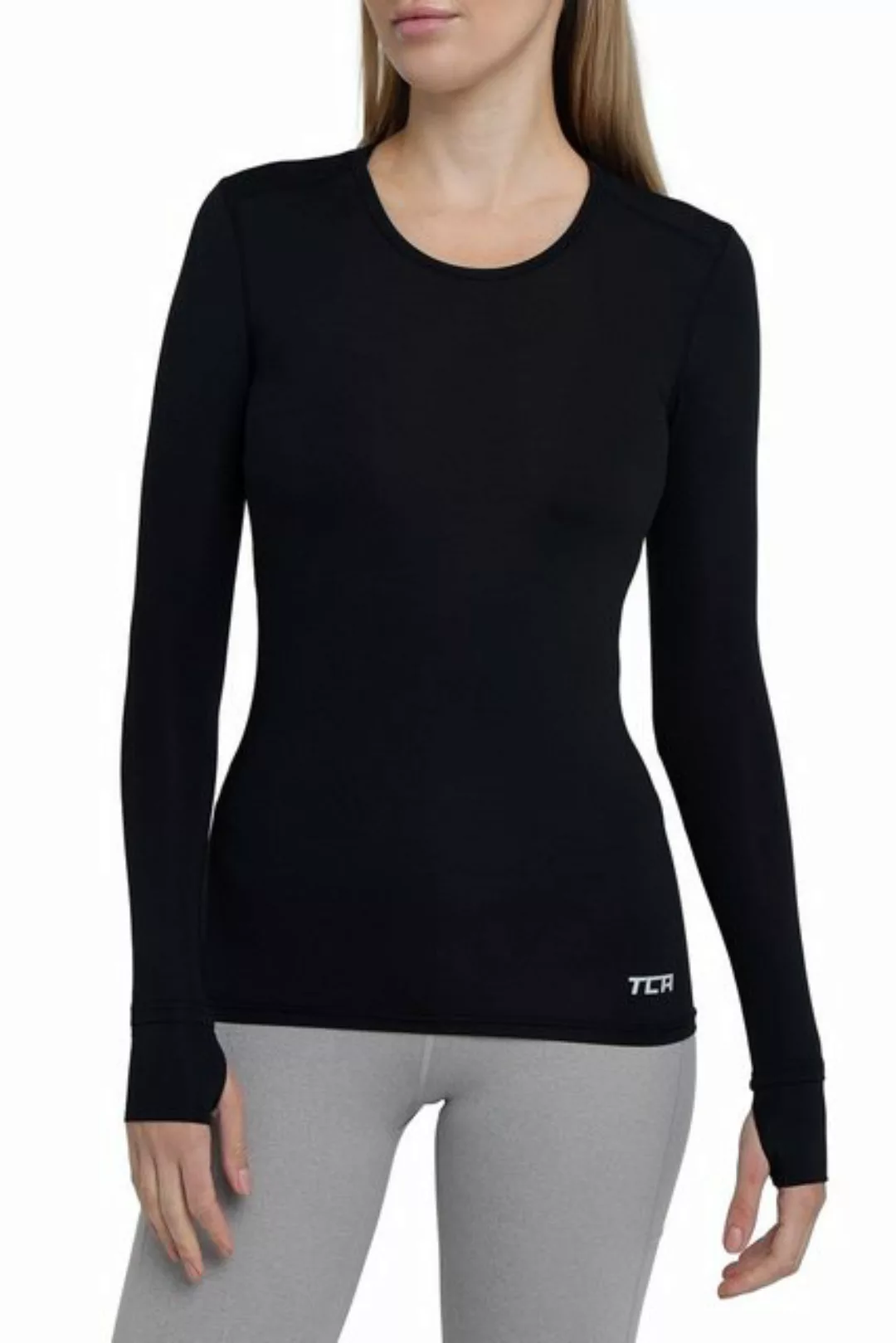 TCA Langarmshirt TCA Damen Stamina Langarm Laufshirt mit Tasche - Schwarz, günstig online kaufen