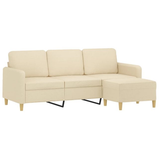 vidaXL Sofa 3-Sitzer-Sofa mit Hocker Creme 180 cm Stoff günstig online kaufen