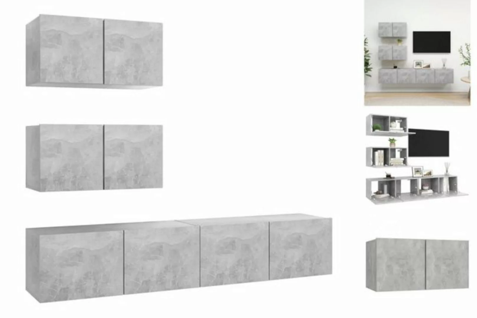 vidaXL TV-Schrank 4-tlg TV-Schrank-Set Betongrau Spanplatte günstig online kaufen