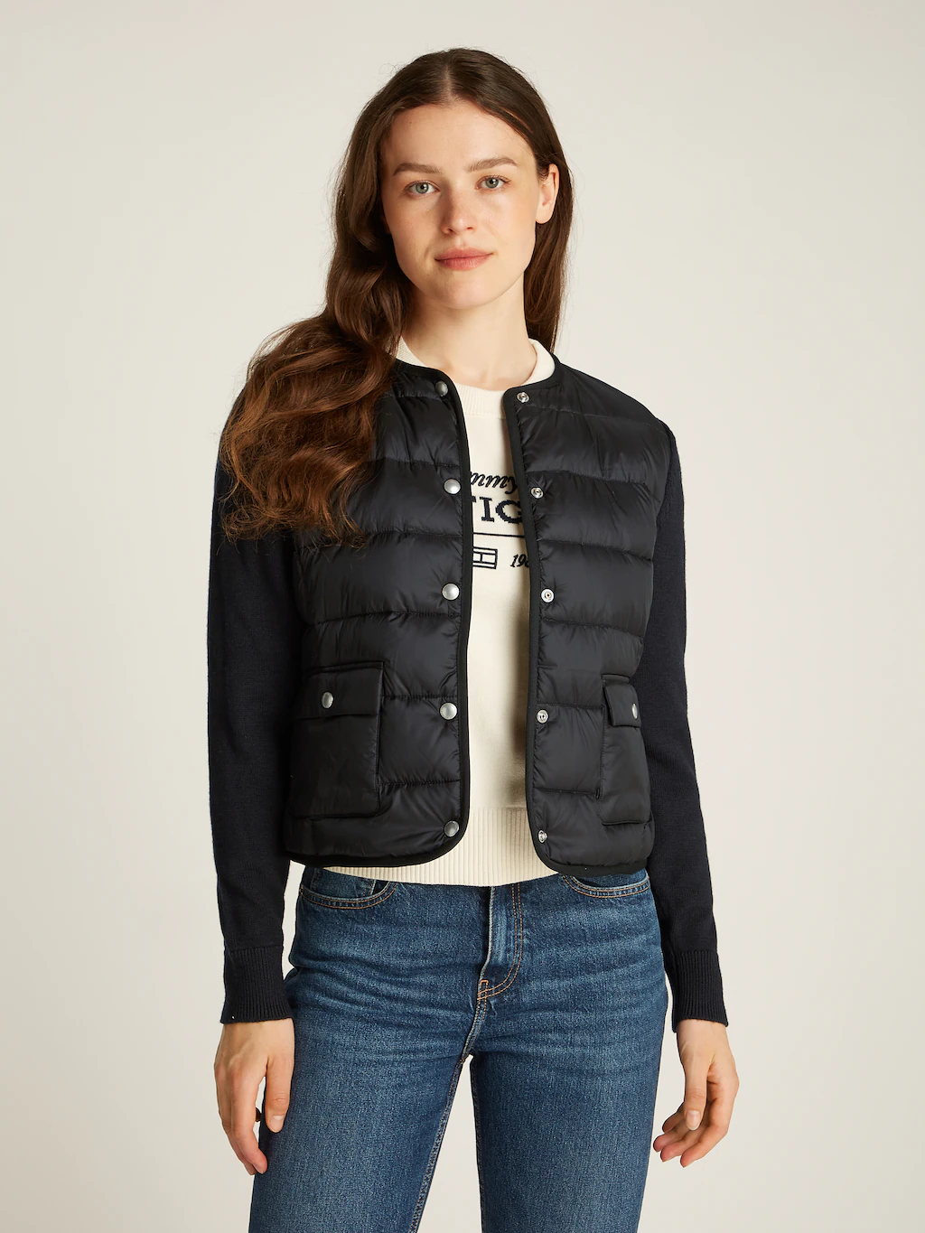 Tommy Hilfiger Steppjacke "UL DOWN KNIT MIX JKT", mit Strickeinsätzen, Patc günstig online kaufen