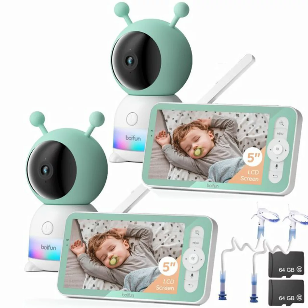 Boifun Babyphone 2 Stück Babyphone mit Kamera 2K/3MP, 5 Zoll WiFi Video Bab günstig online kaufen