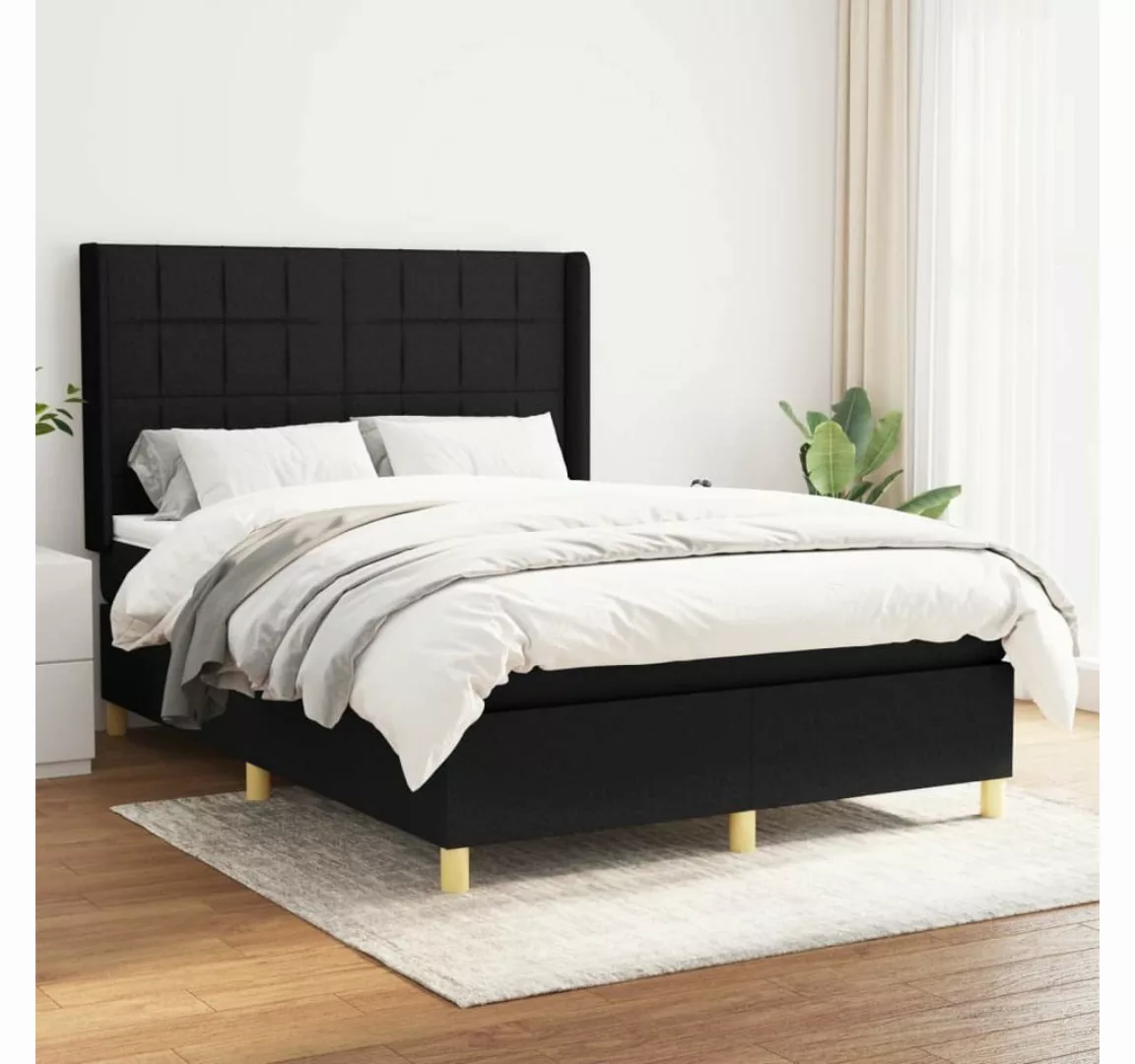 furnicato Bett Boxspringbett mit Matratze Schwarz 140x190 cm Stoff günstig online kaufen