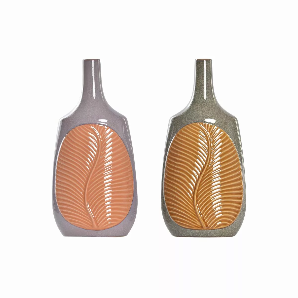 Vase Dkd Home Decor Braun Orange Steingut Pflanzenblatt (2 Stück) (18 X 18 günstig online kaufen