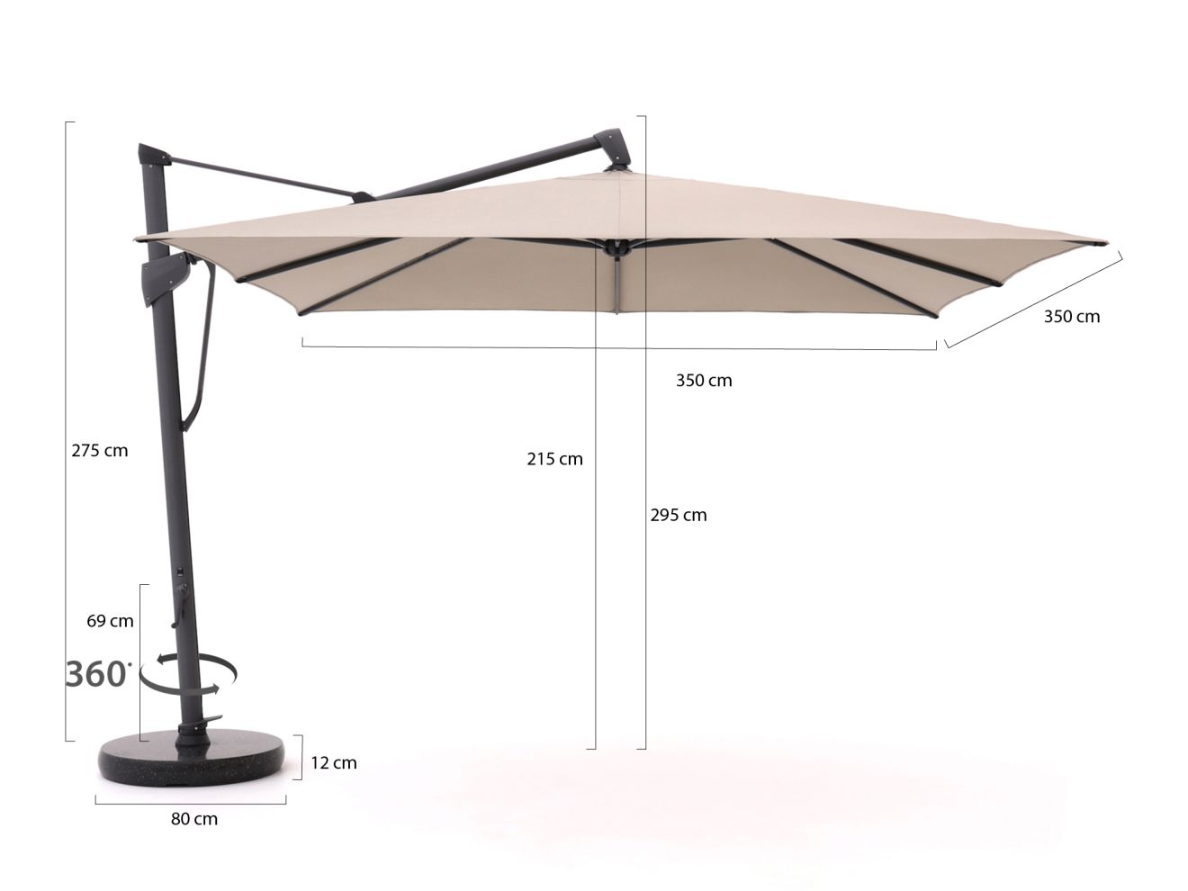 Glatz Sombrano S+ Easy Ampelschirm 350x350 cm günstig online kaufen