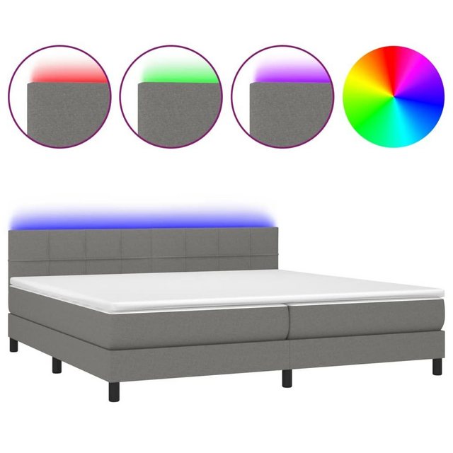 vidaXL Boxspringbett Boxspringbett mit Matratze LED Dunkelgrau 200x200 cm S günstig online kaufen