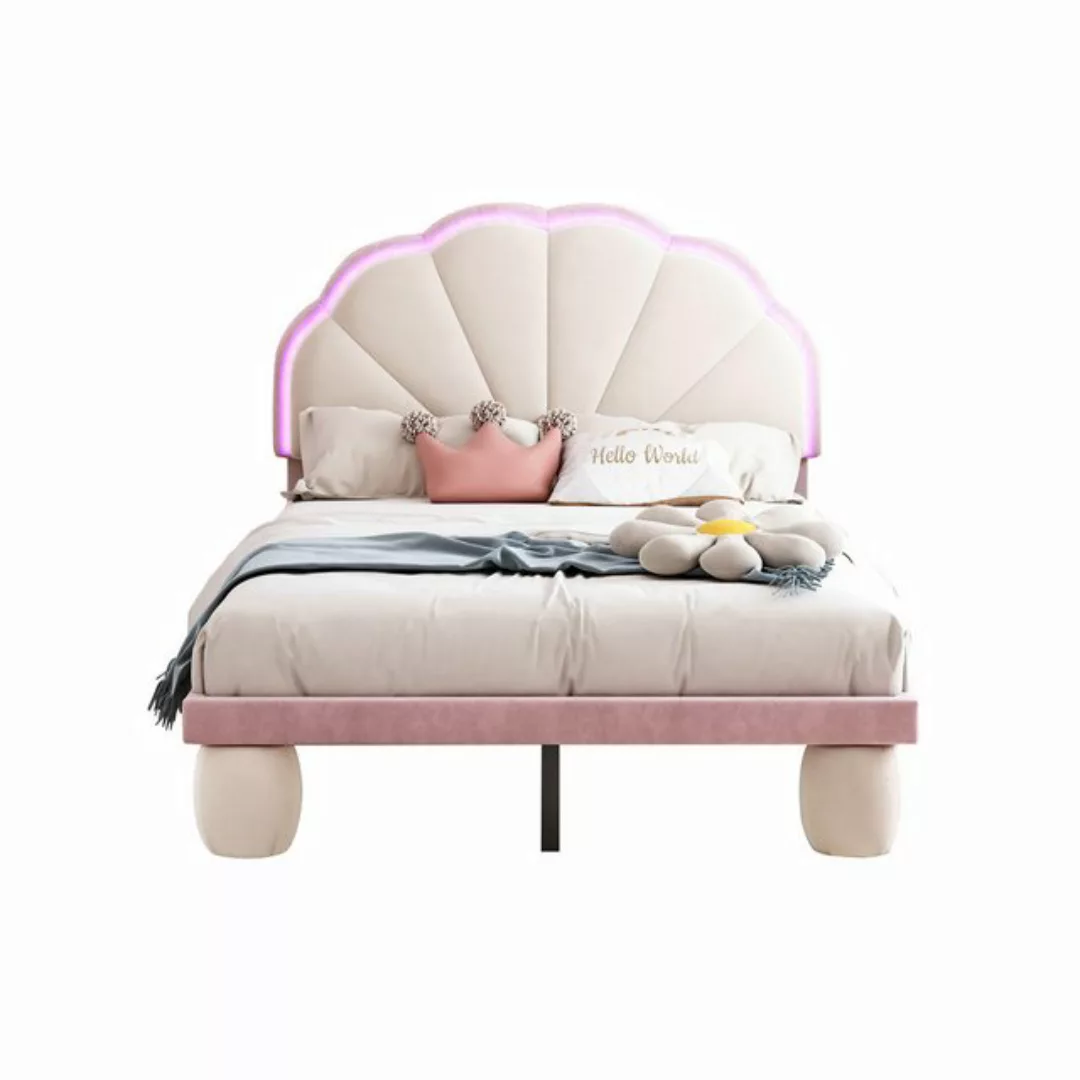 Ulife Polsterbett Kinderbett Einzelbett mit runden Beine, 90x200cm, Samt günstig online kaufen