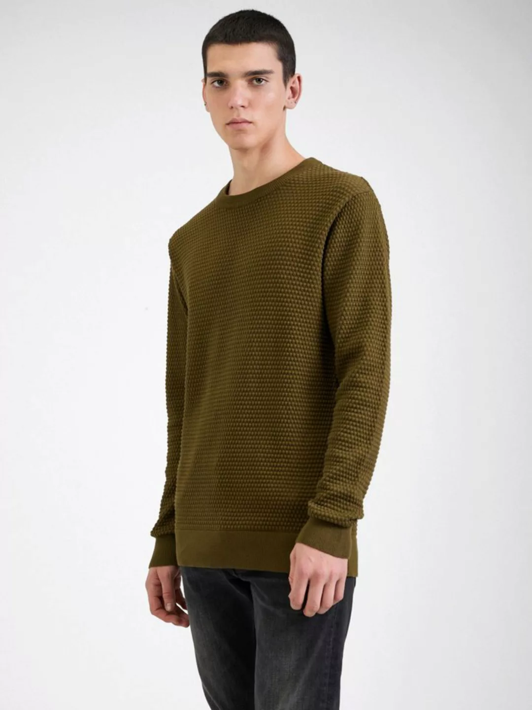 KnowledgeCotton Apparel Strickpullover Vagn Regular Bubble Knit Crew Neck günstig online kaufen