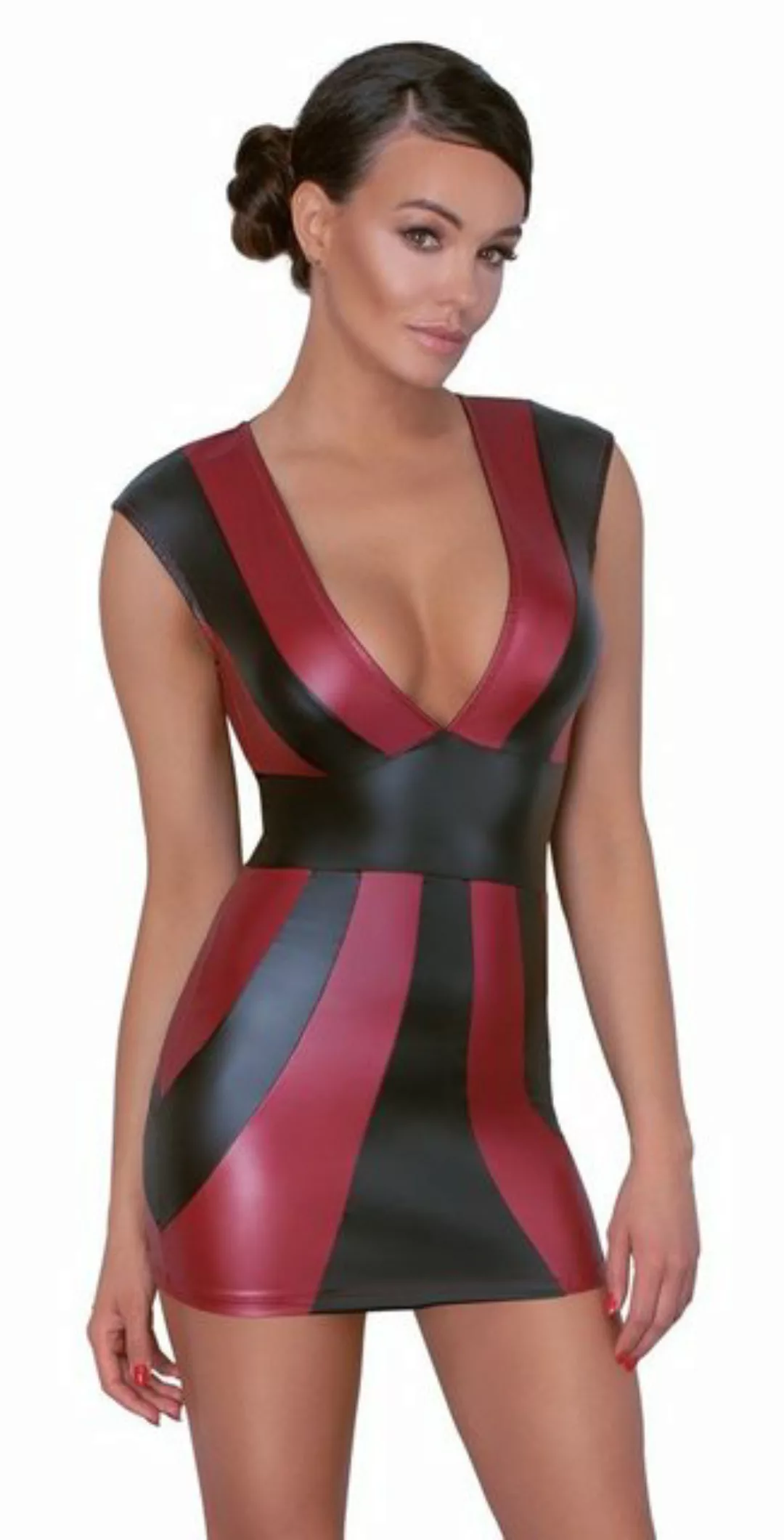 Cottelli Collection Minikleid Wetlook Kleid - schwarz, rot günstig online kaufen