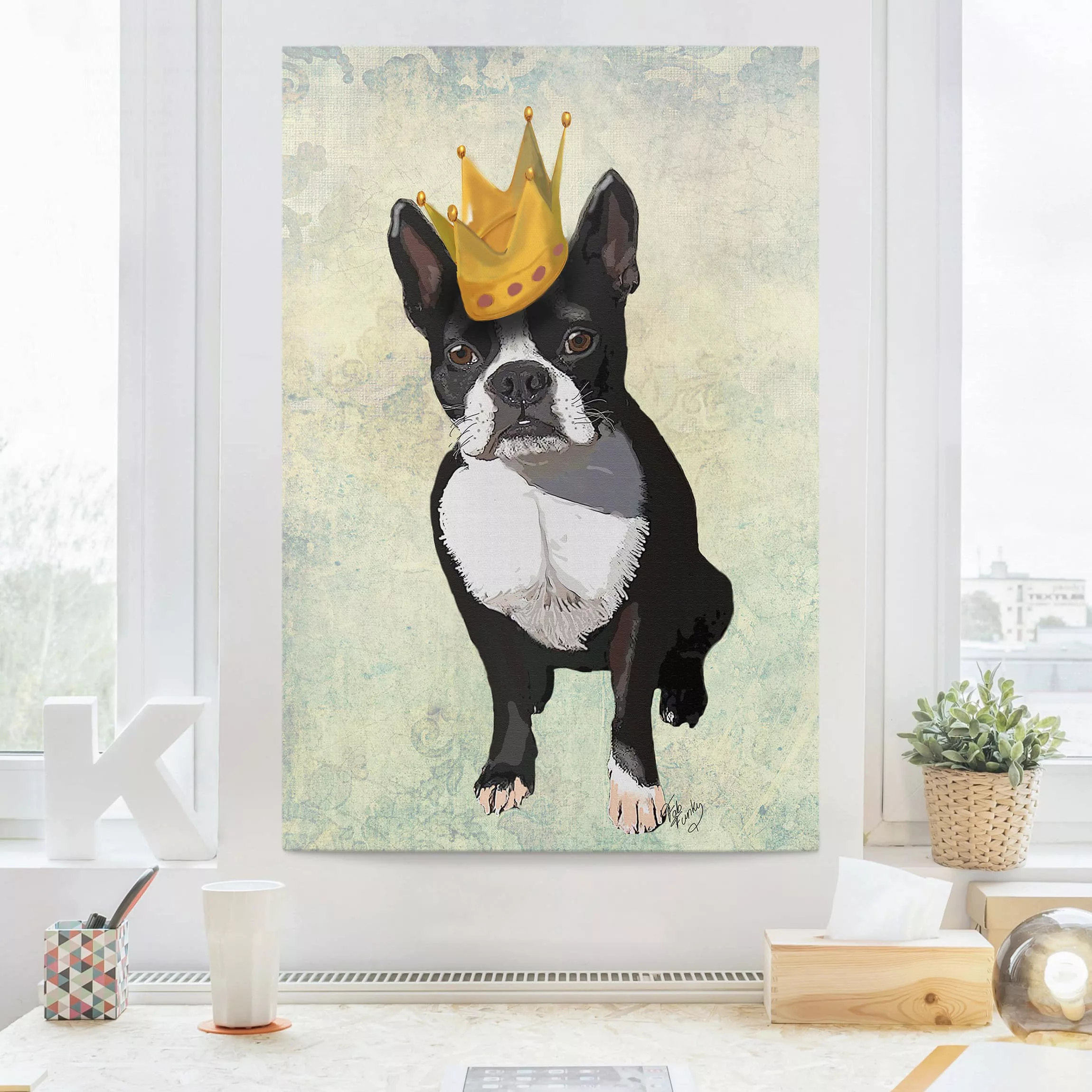 Leinwandbild - Hochformat Tierportrait - Terrierkönig günstig online kaufen