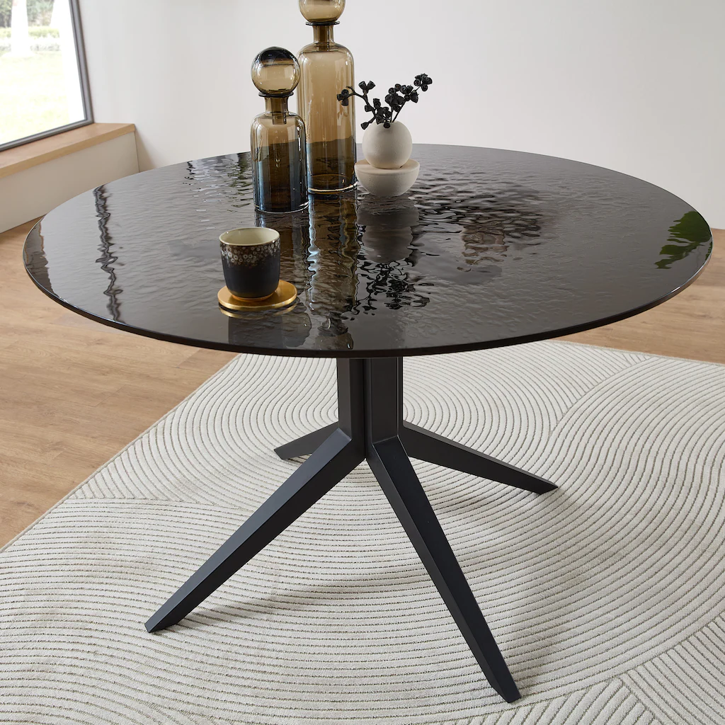 Stolkom Esstisch »Leano Glastisch rund schwarz, Esszimmertisch BxH 110x76 c günstig online kaufen