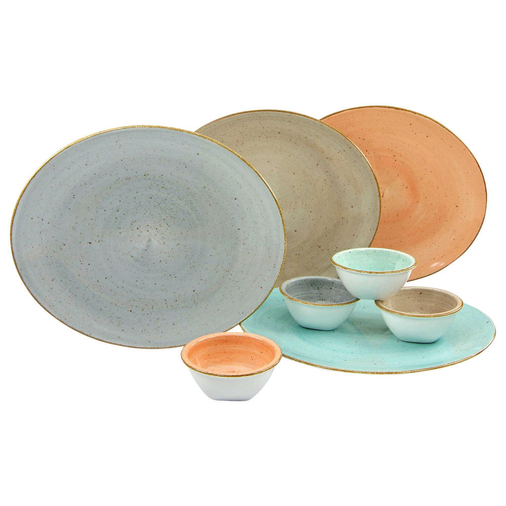 CreaTable Steakteller »Essteller VINTAGE NATURE«, (Set, 8 St.), Teller Set günstig online kaufen