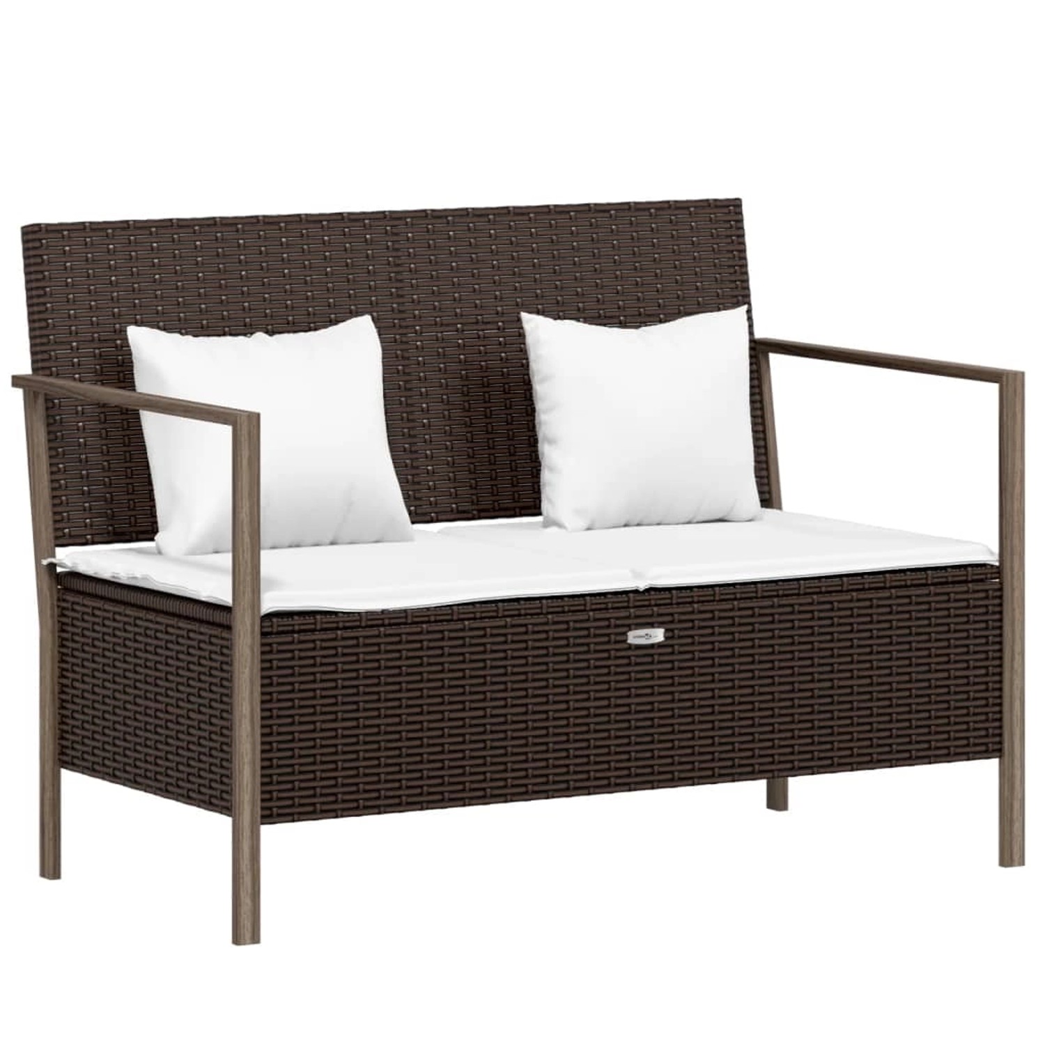 vidaXL Gartenbank 2-Sitzer  Poly Rattan mit Kissen Braun günstig online kaufen