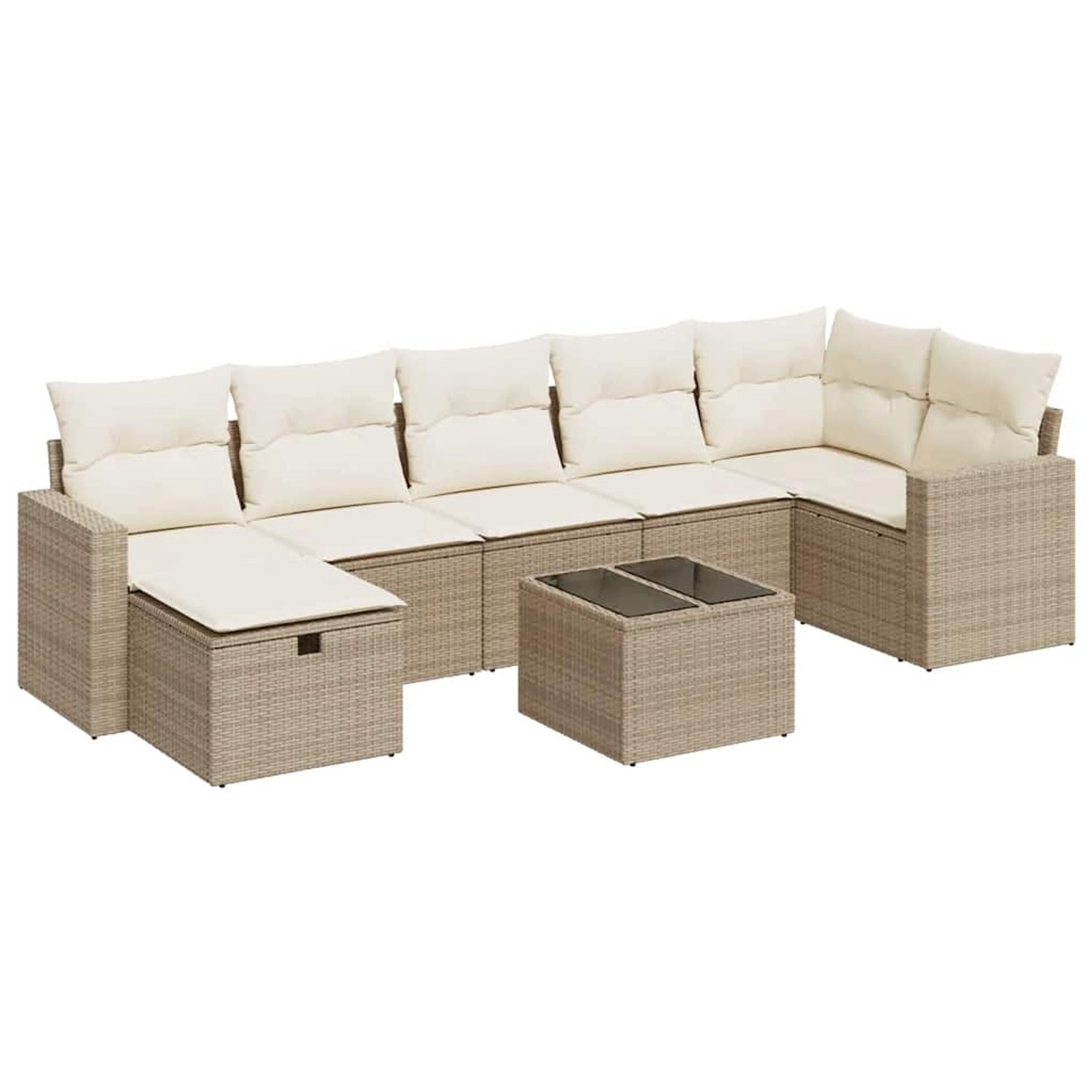 vidaXL 8-Tlg Garten-Sofagarnitur mit Kissen Beige Poly Rattan 3325414 günstig online kaufen