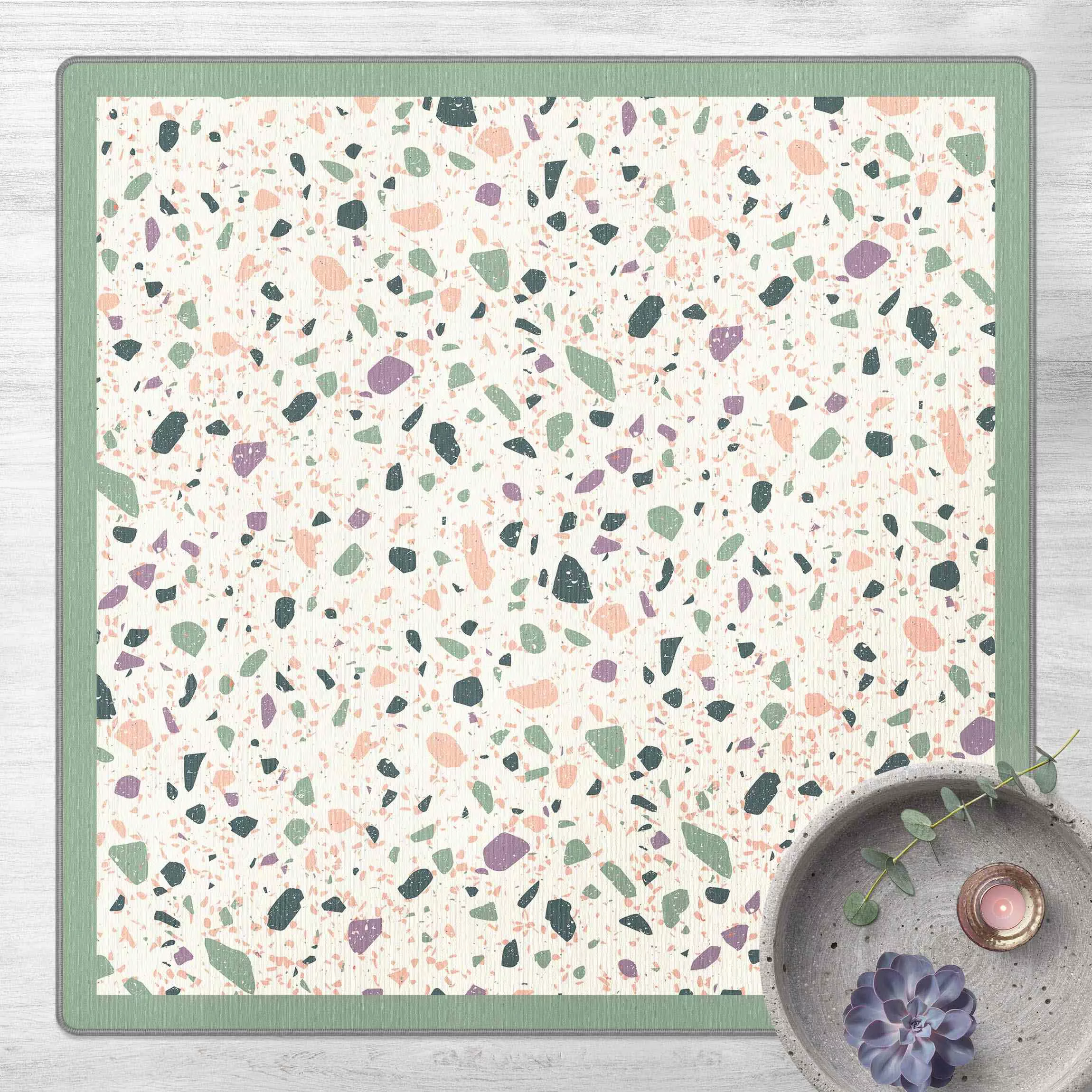 Teppich Detailliertes Terrazzo Muster Agrigento mit Rahmen günstig online kaufen