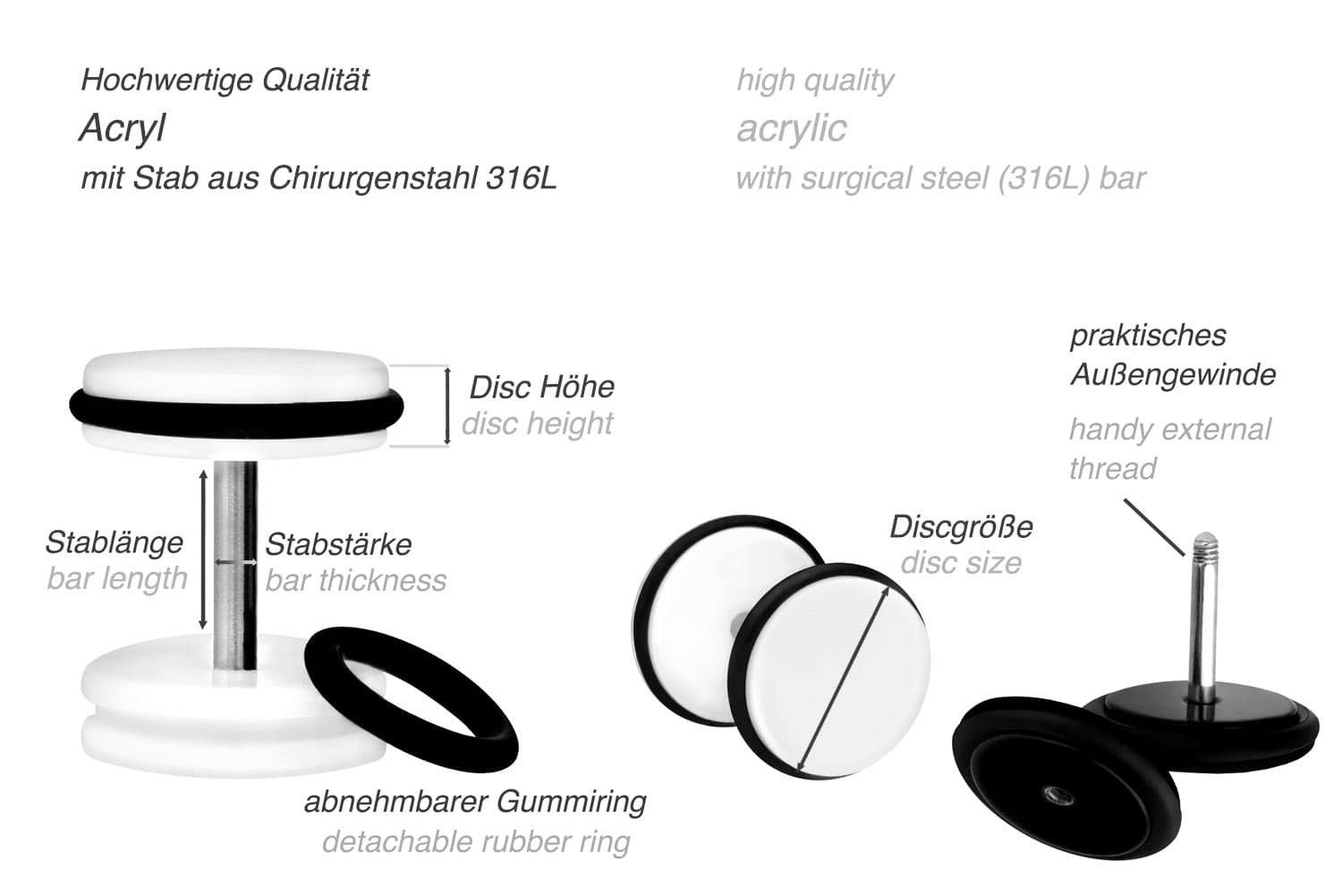 PIERCINGLINE Fake-Ear-Plug Acryl Fake Plug FLACHE günstig online kaufen