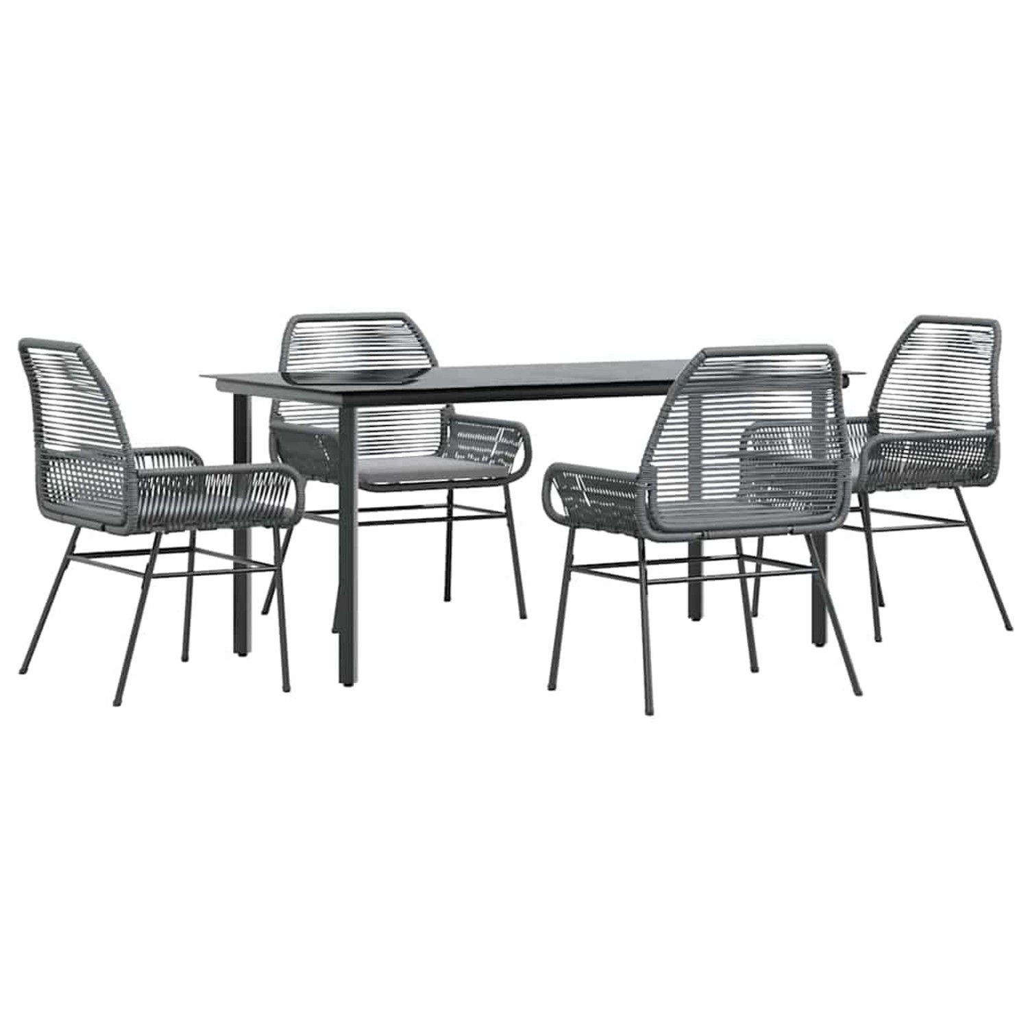 vidaXL 5-Tlg Garten-Essgruppe mit Kissen Grau Poly Rattan Glas 3334579 günstig online kaufen