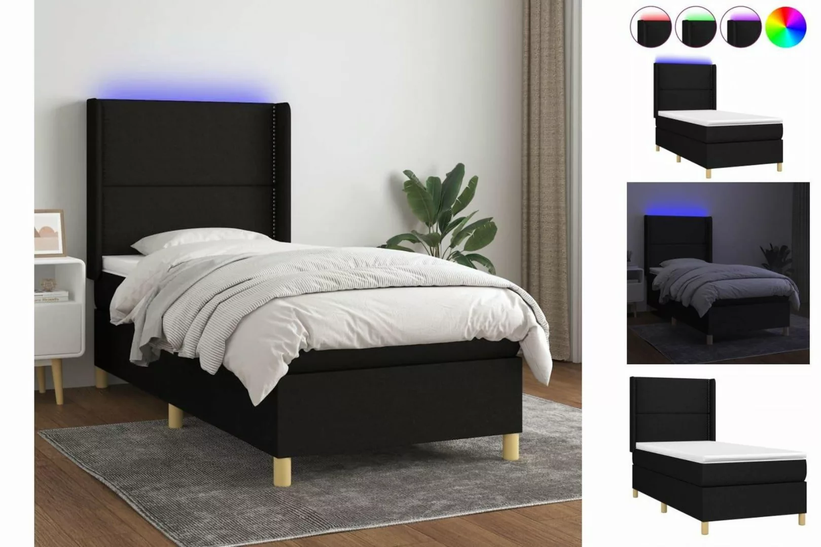 vidaXL Boxspringbett Bett Boxspringbett mit Matratze und LED Stoff (80 x 20 günstig online kaufen