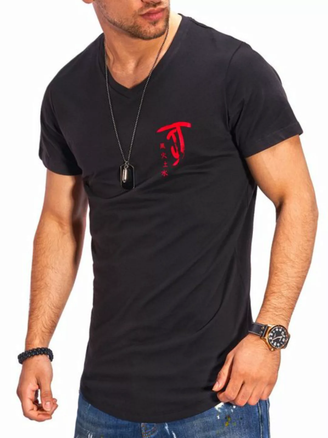Jack & Jones T-Shirt JJJORCHINTEE Herren mit Print V-Neck günstig online kaufen