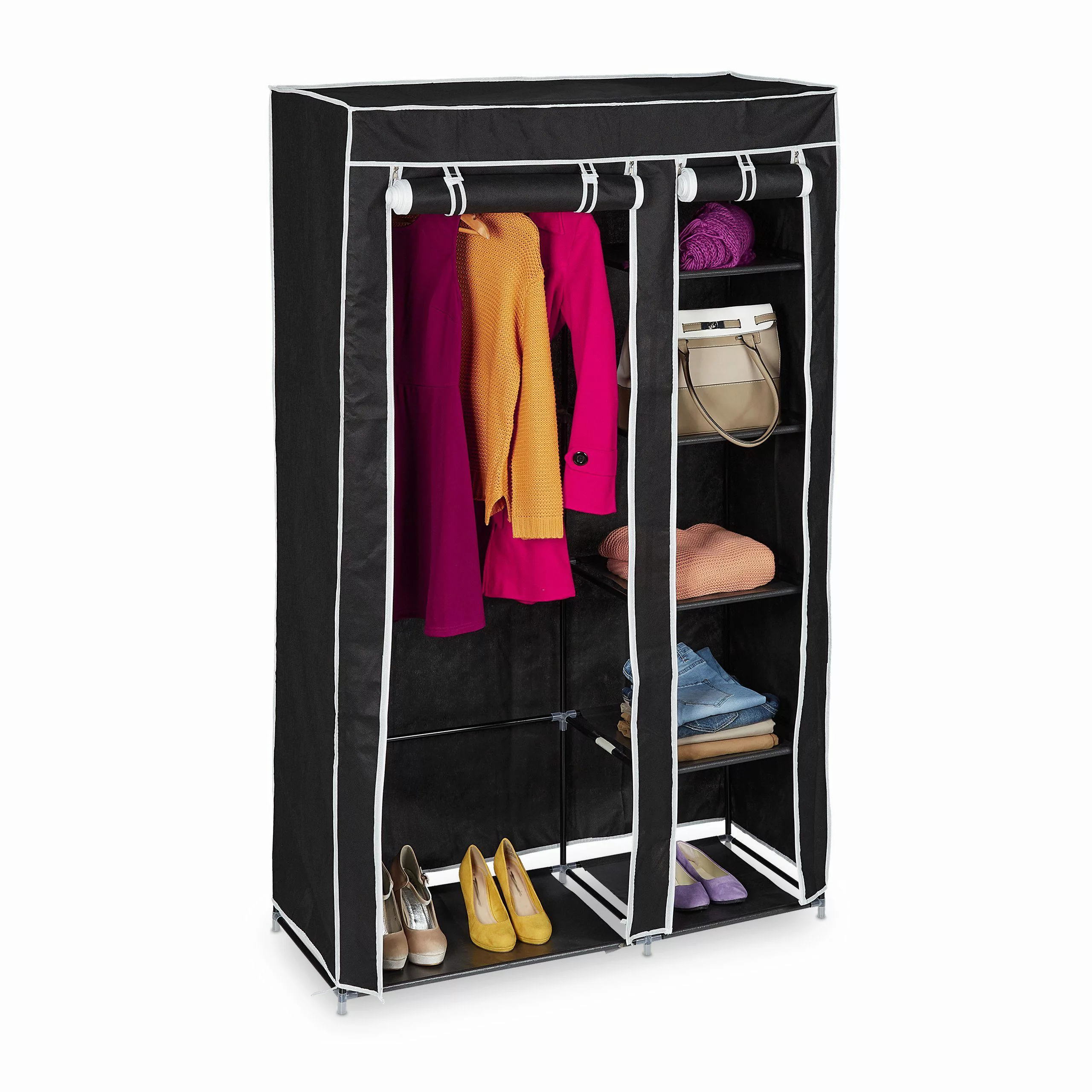 relaxdays Kleiderschrank Großer Stoffschrank mit Kleiderstange günstig online kaufen