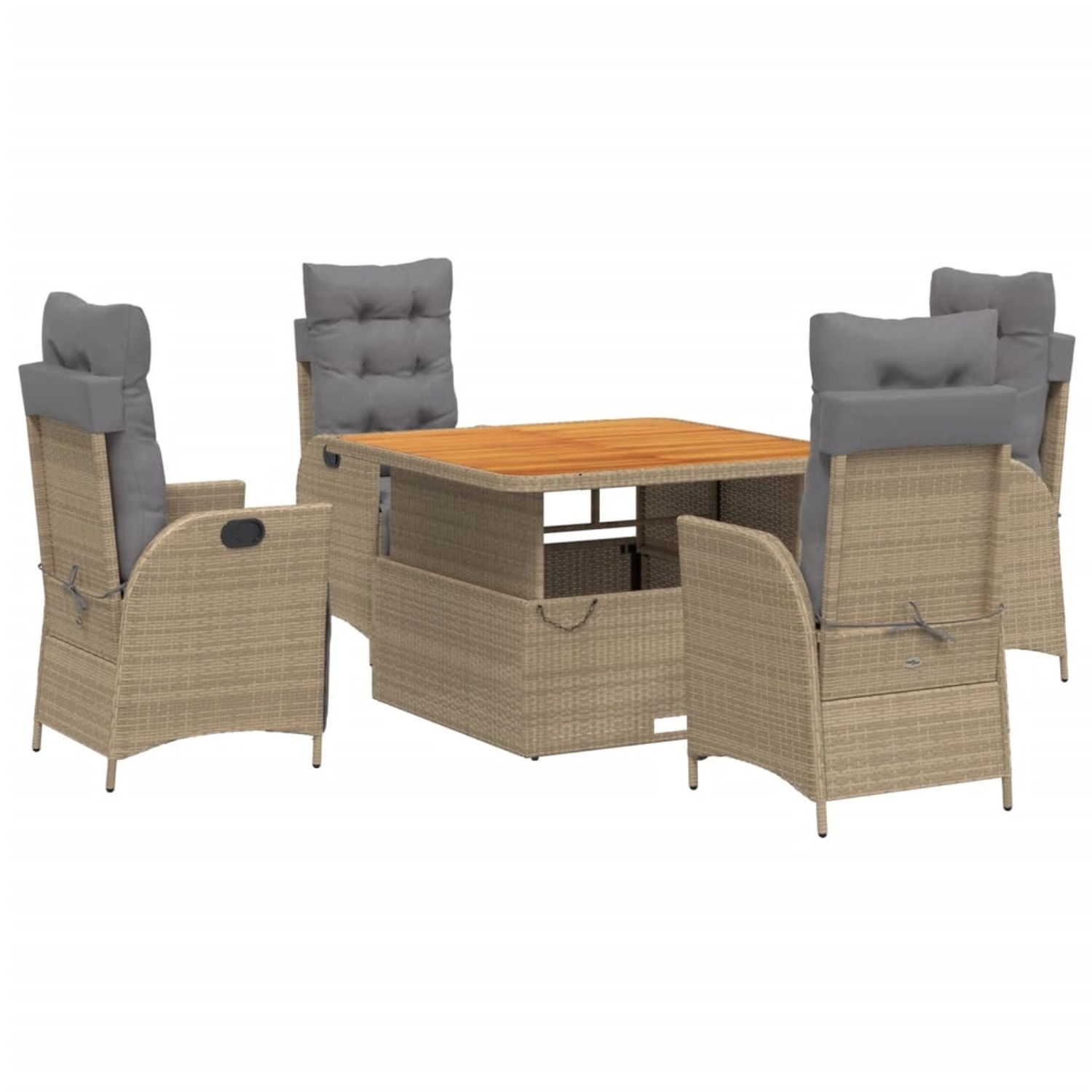vidaXL 5-Tlg Garten-Essgruppe mit Kissen Beige Poly Rattan 3277486 günstig online kaufen