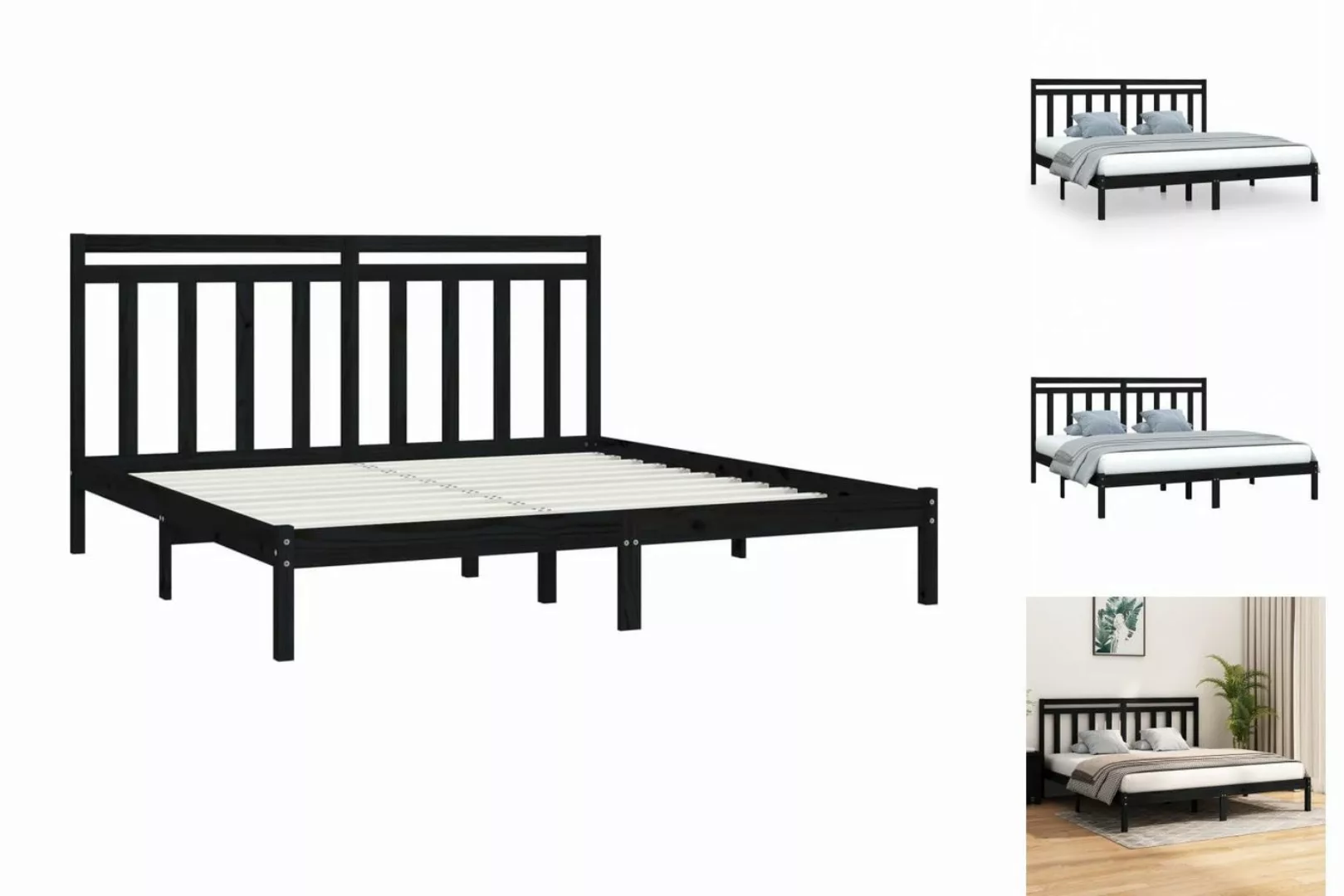 vidaXL Bettgestell Massivholzbett Schwarz 200x200 cm Bett Bettgestell Doppe günstig online kaufen