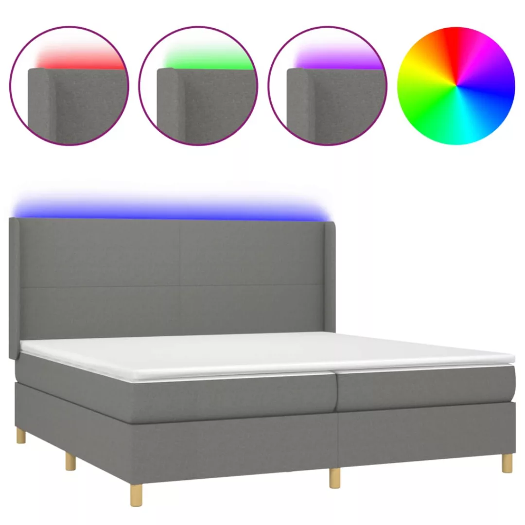 Vidaxl Boxspringbett Mit Matratze & Led Dunkelgrau 200x200 Cm Stoff günstig online kaufen