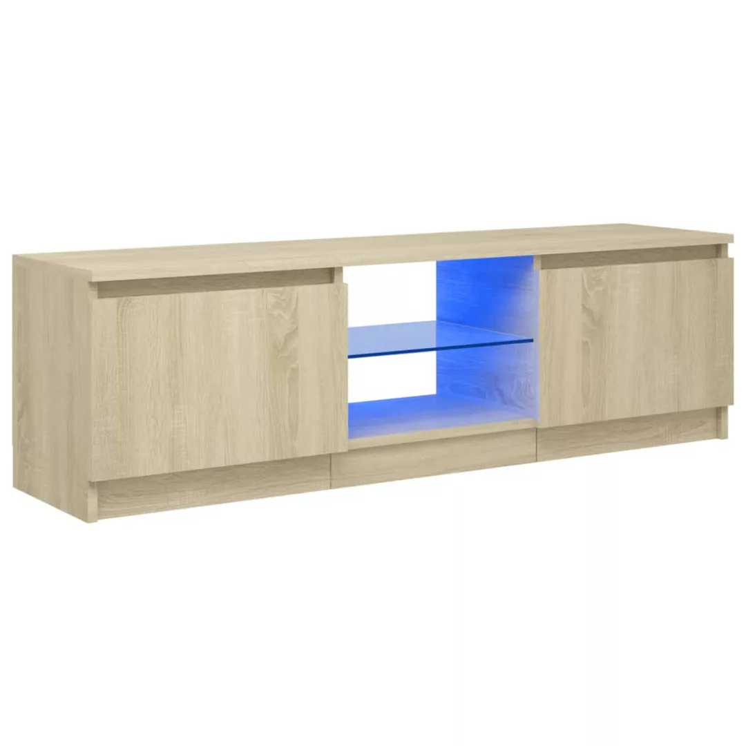 Tv-schrank Mit Led-leuchten Sonoma-eiche 120x30x35,5 Cm günstig online kaufen