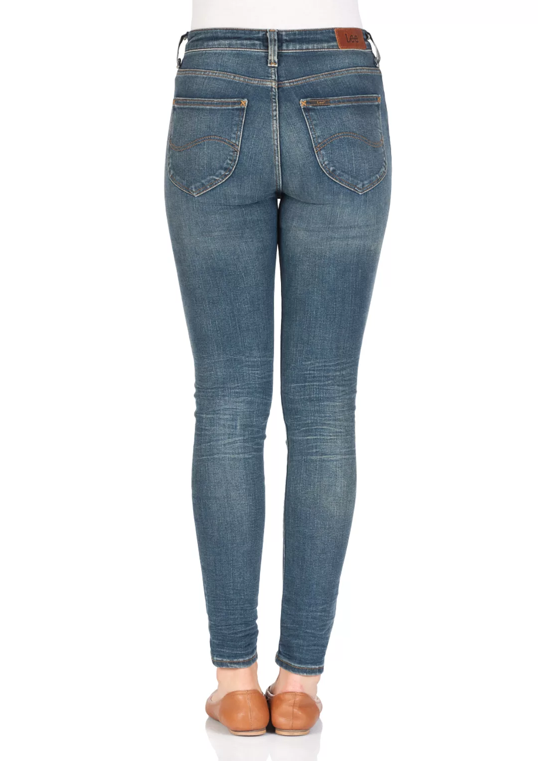 Lee Damen Jeans Scarlett High - Skinny Fit - Blau - Strummer Patch günstig online kaufen