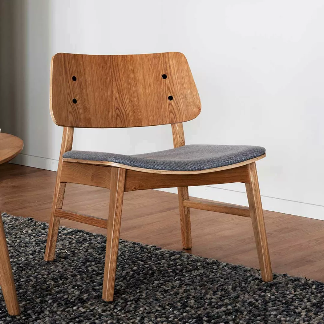 Lounge Sessel aus Eiche teilmassiv Retrostil günstig online kaufen