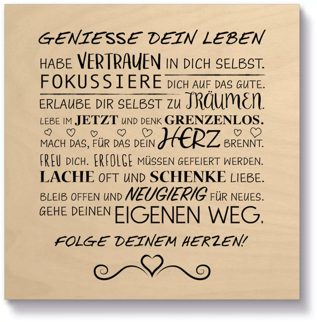 Artland Holzbild "Genieße dein Leben", Sprüche & Texte, (1 St.) günstig online kaufen