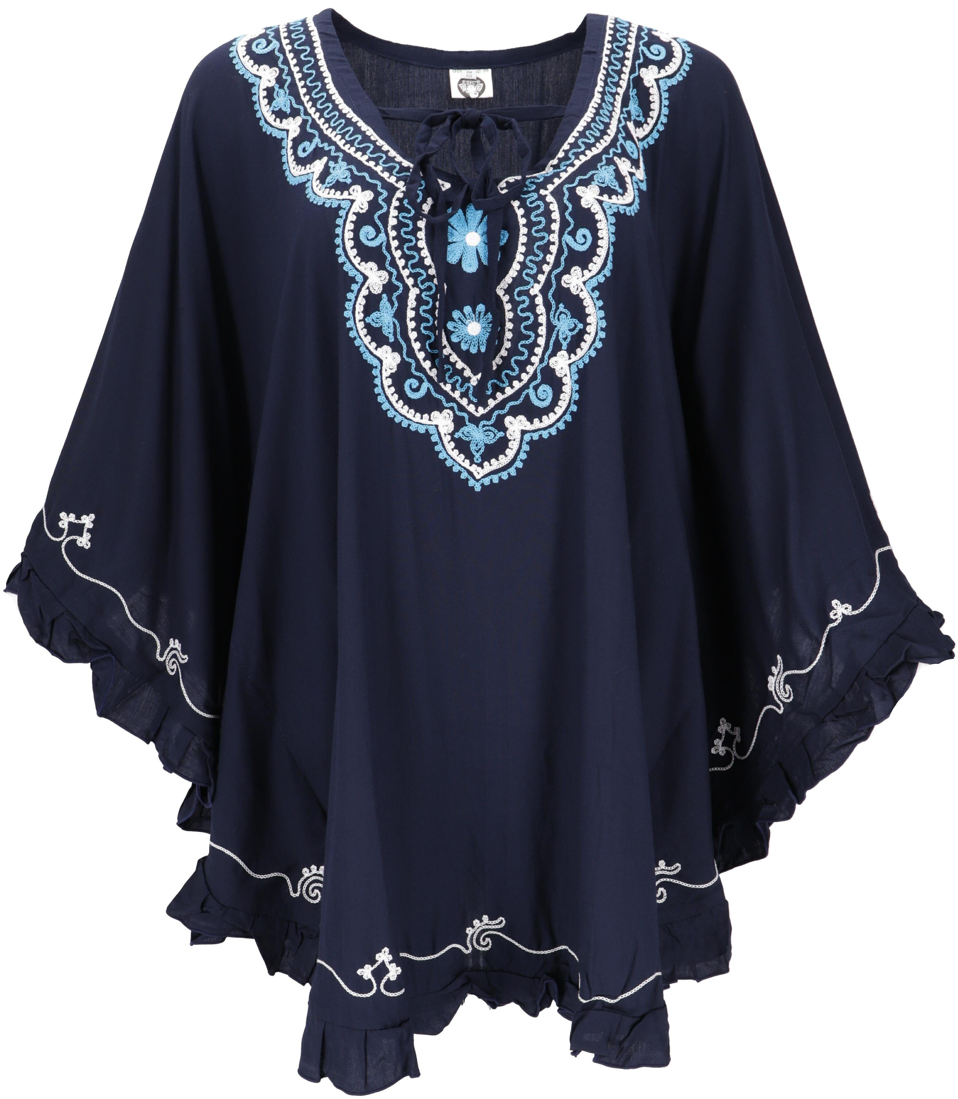 Guru-Shop Longbluse Bestickter Hippie Poncho, Tunika, günstig online kaufen