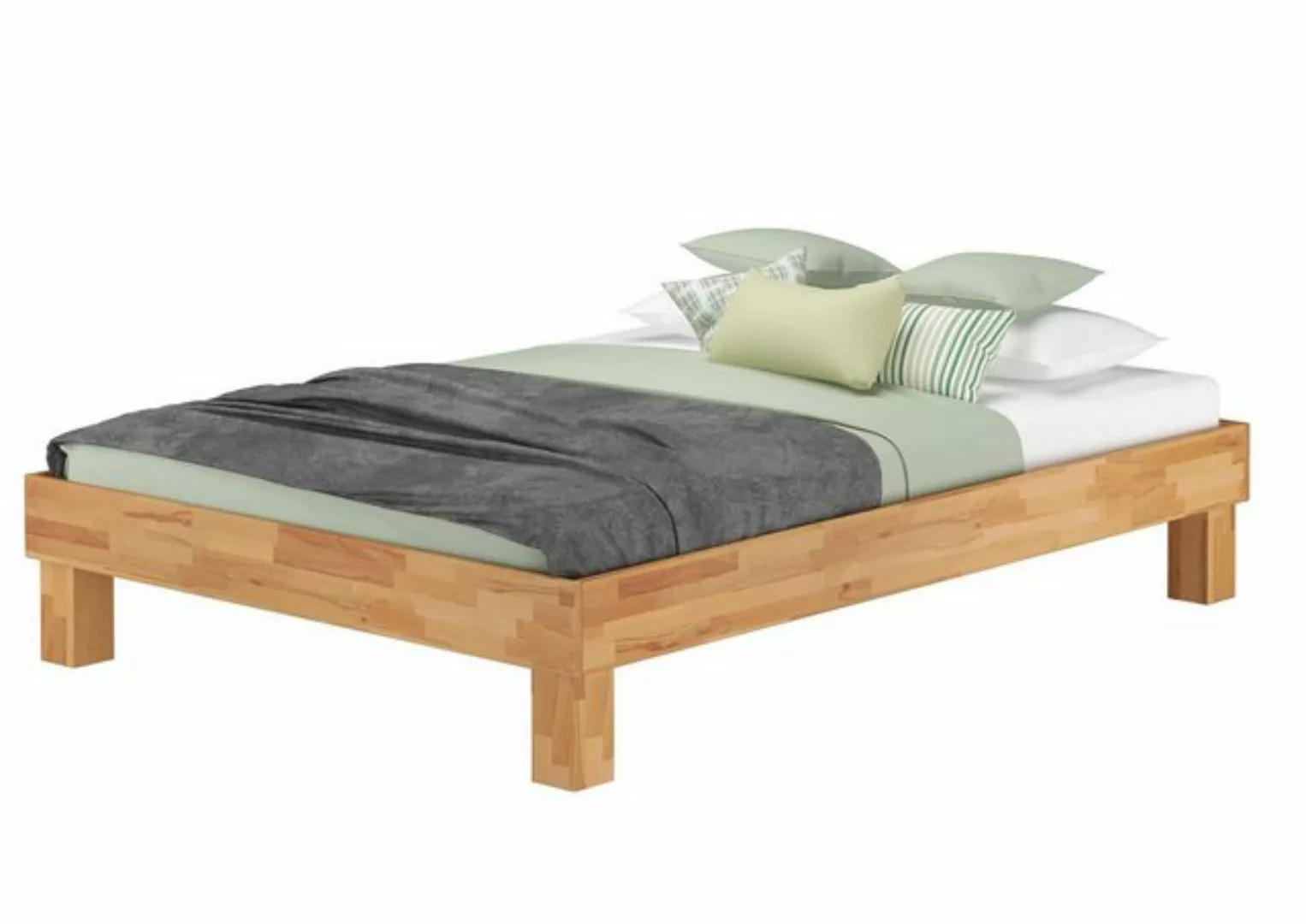 ERST-HOLZ Bett Futonbett Doppelbett Buche massiv 160x200, Buchegeölt günstig online kaufen