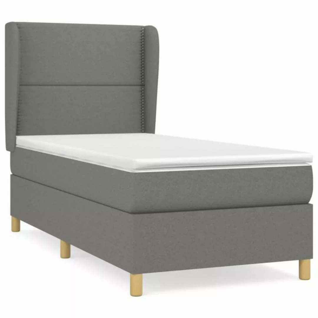 vidaXL Bettgestell Boxspringbett mit Matratze Dunkelgrau 90x200 cm Stoff Be günstig online kaufen